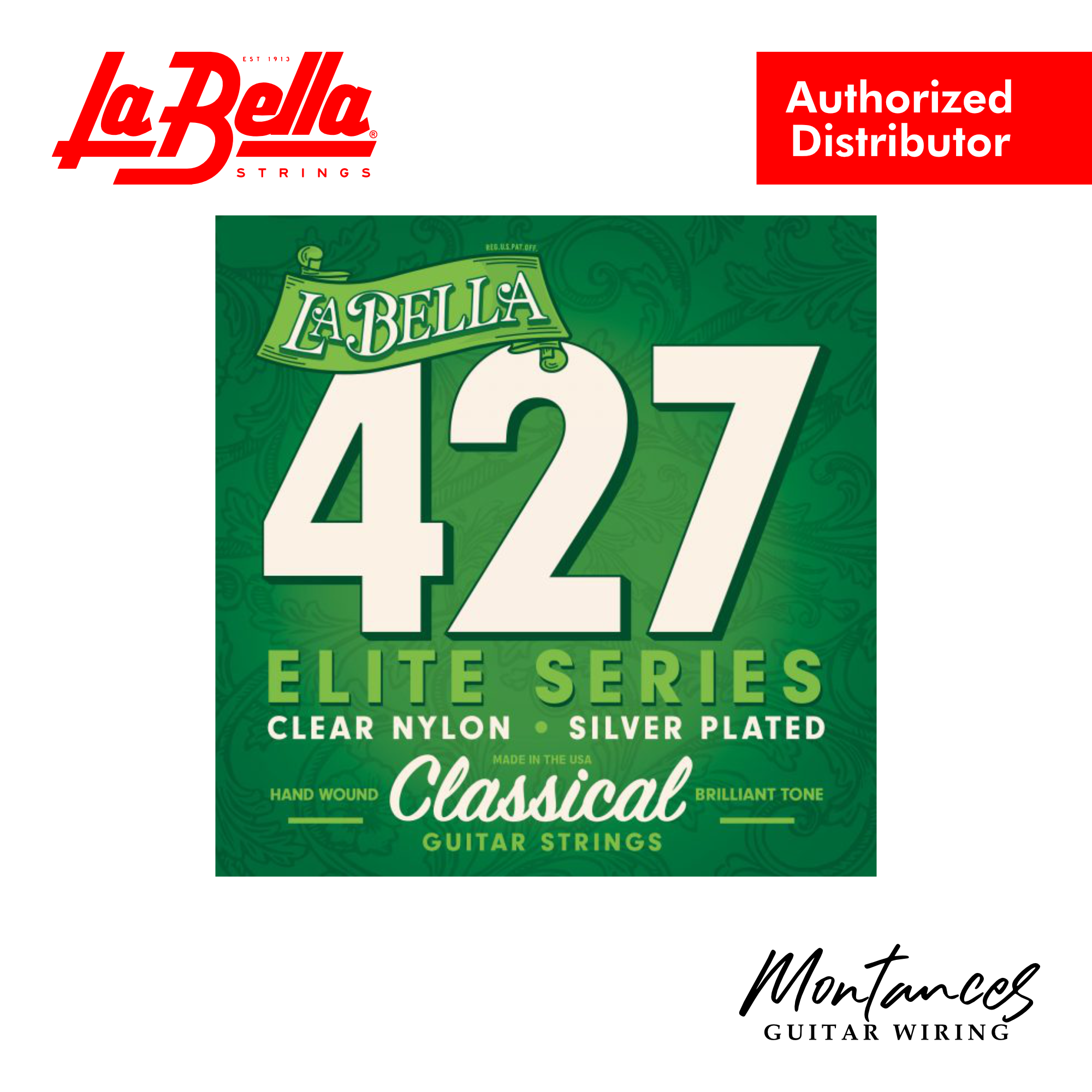 La Bella 427 Elite - Clear Nylon, Silver-Plated - Classical Guitar Strings