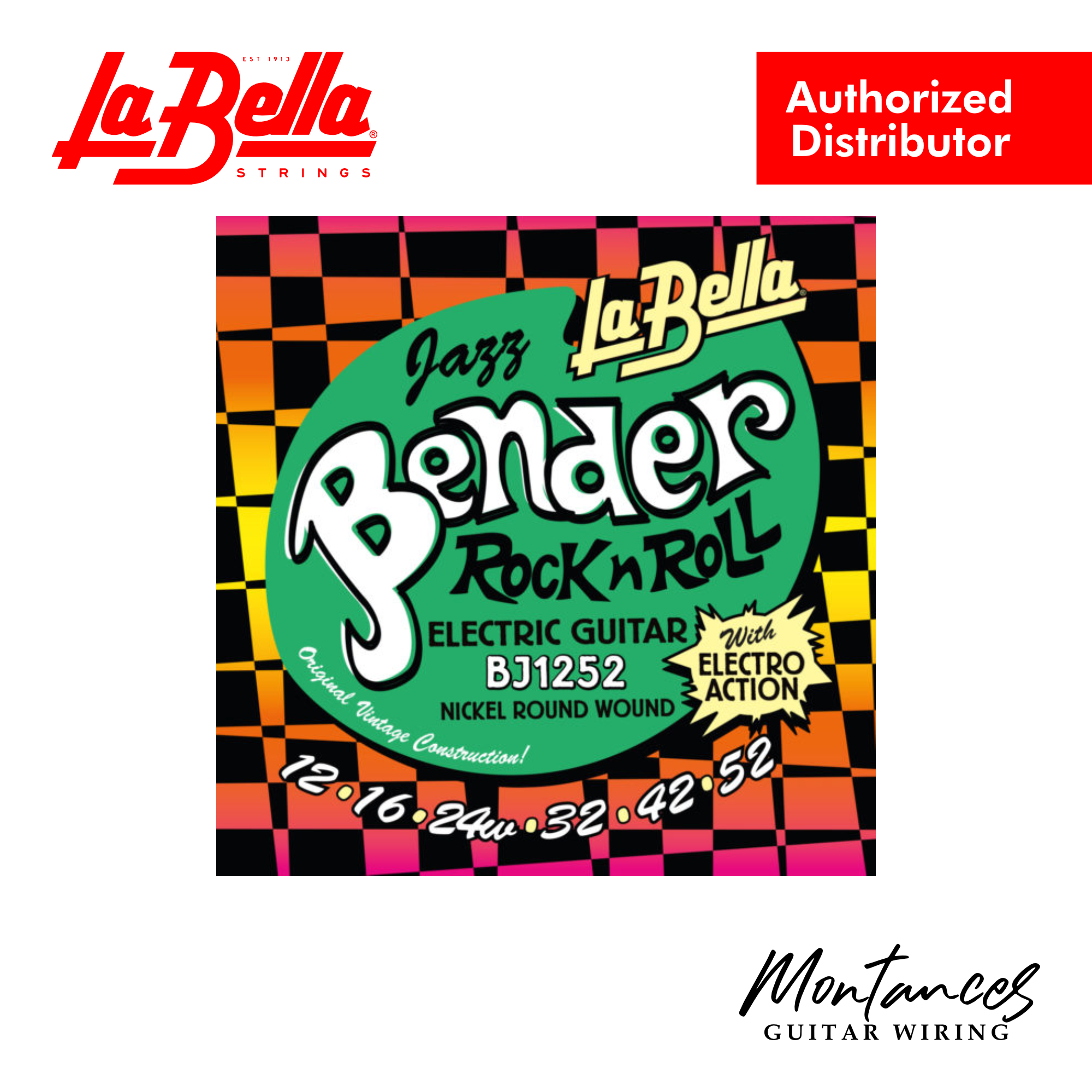 La Bella BJ1252 Jazz Bender Electric Guitar Strings – 12–52 | Wound 3rd | Vintage Nickel Roundwound | Jazz Tension | Made in USA