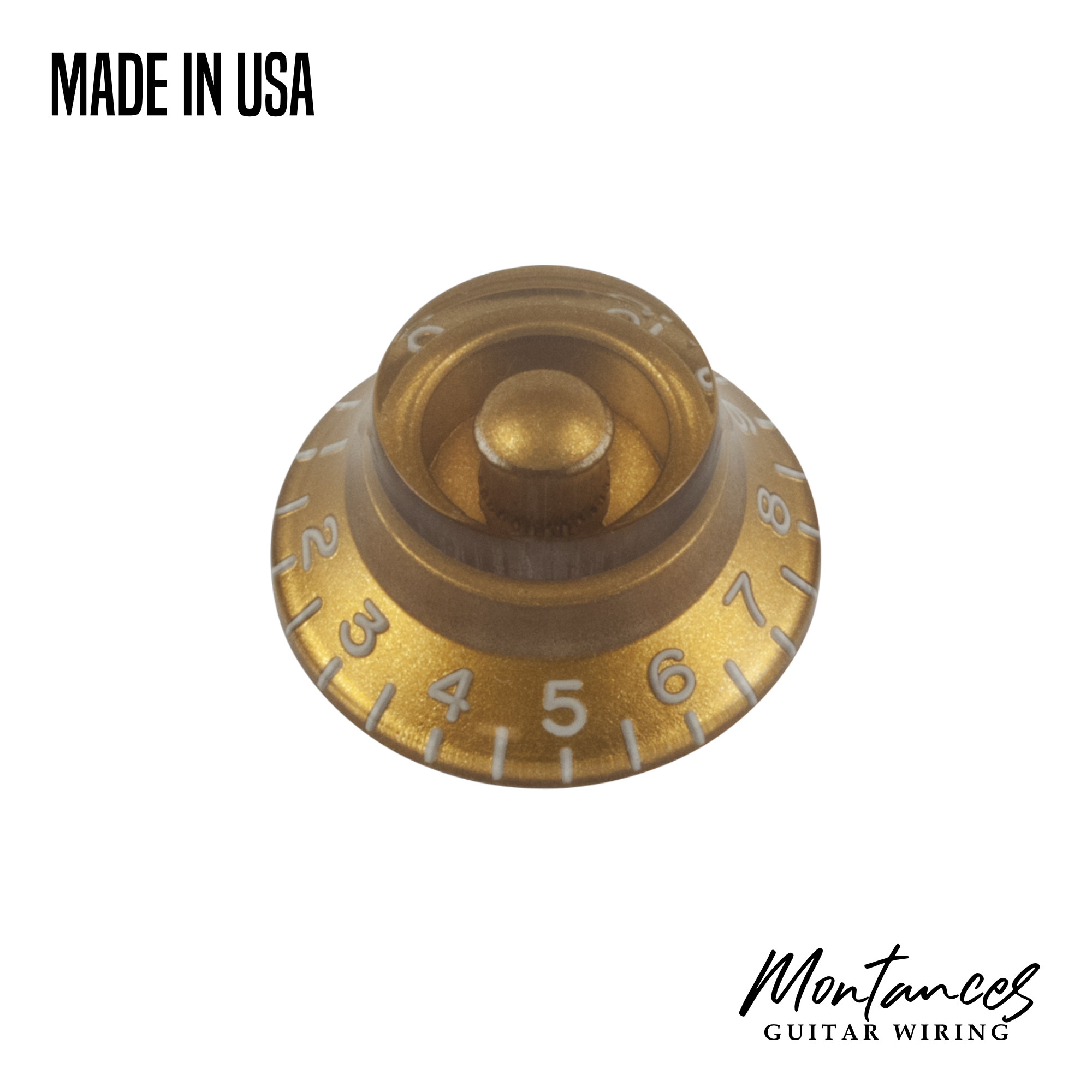 Top Hat Knob, Embossed Numbers, Gibson Style made in USA, 24 splines, Sold Per Piece