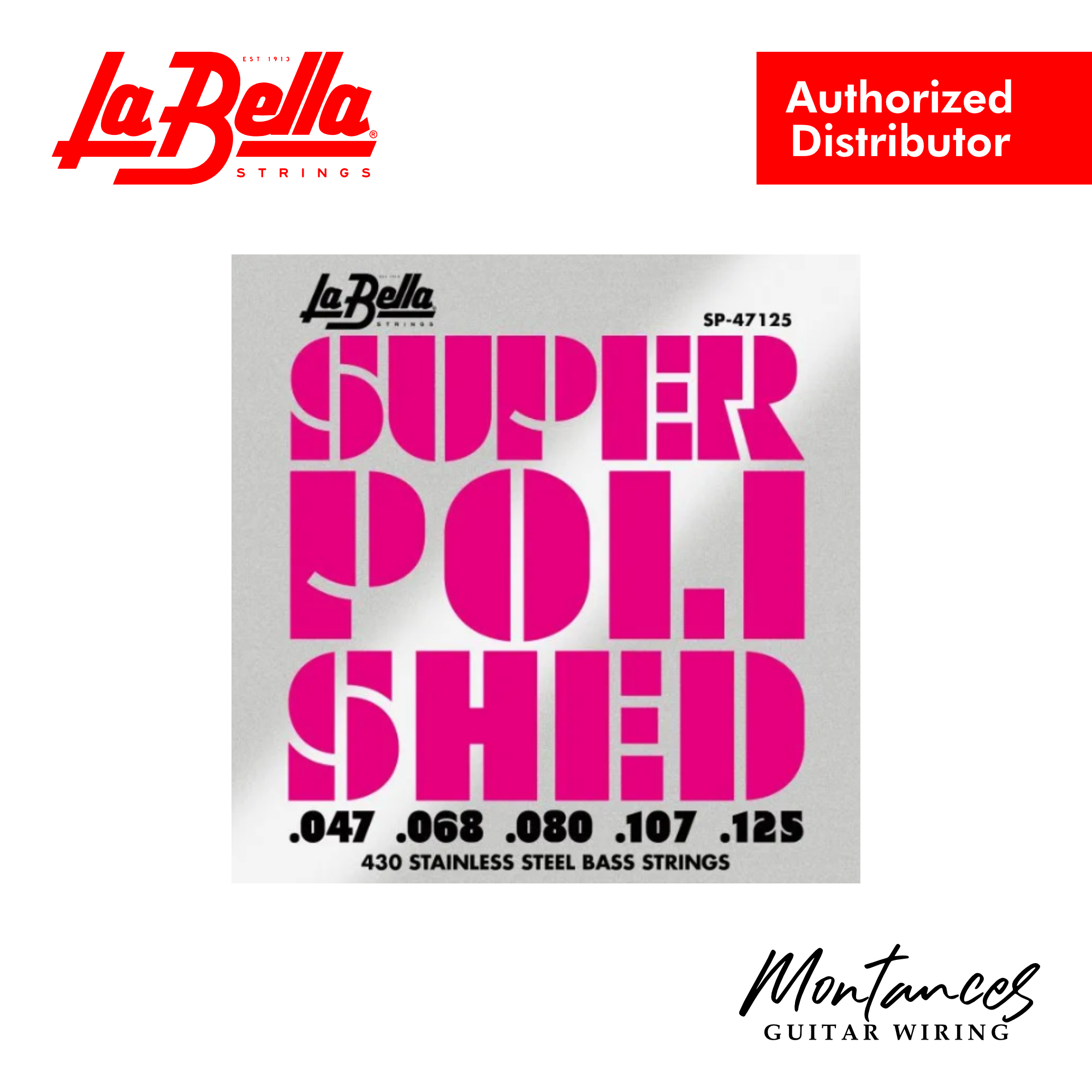 La Bella SP-47125 Super Polished Bass Strings – 5-String Set, 47-125
