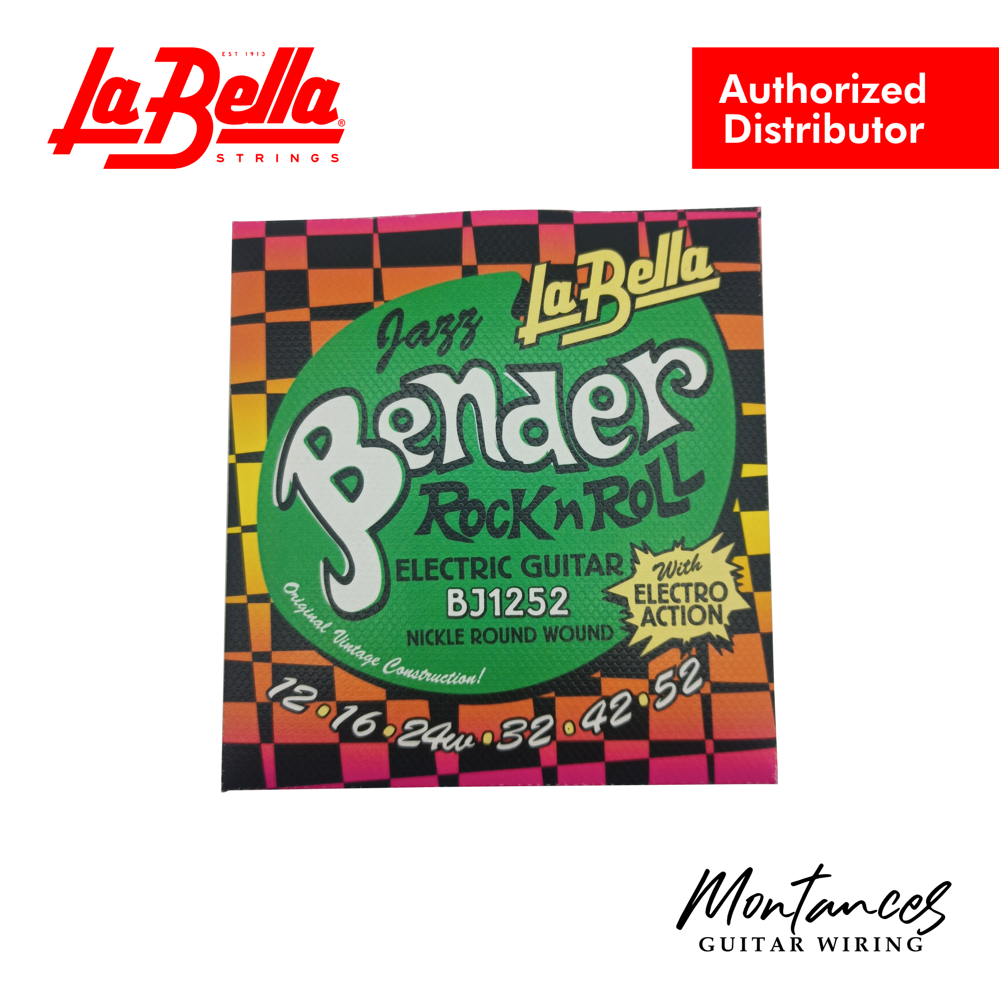 La Bella BJ1252 Jazz Bender Electric Guitar Strings – 12–52 | Wound 3rd | Vintage Nickel Roundwound | Jazz Tension | Made in USA
