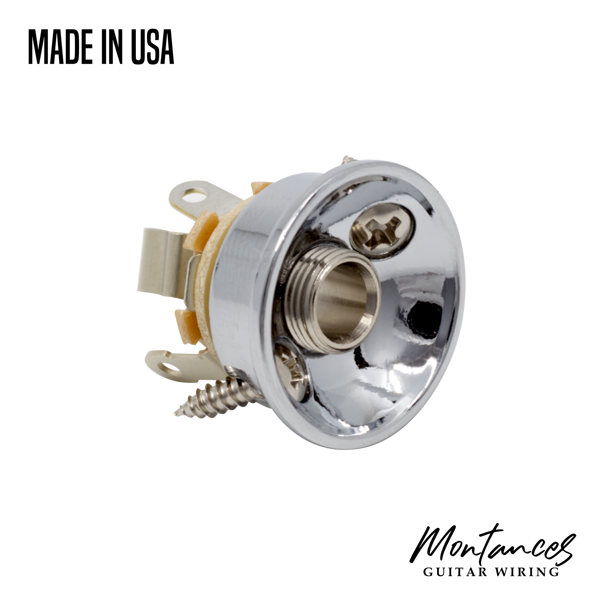 Electrosocket Jack Plate for Tele, chrome plated brass made in USA
