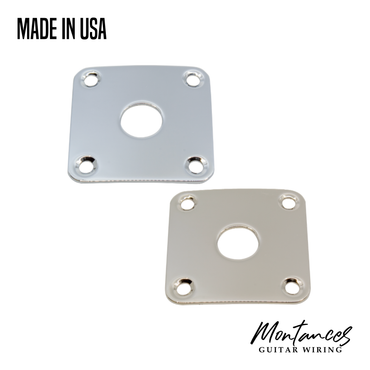 Jack Plate for Les Paul, Square Curved, Plated Brass, made in USA
