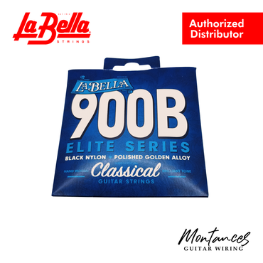 La Bella 900-B Elite - Black Nylon, Polished Golden Alloy - Classical Guitar Strings