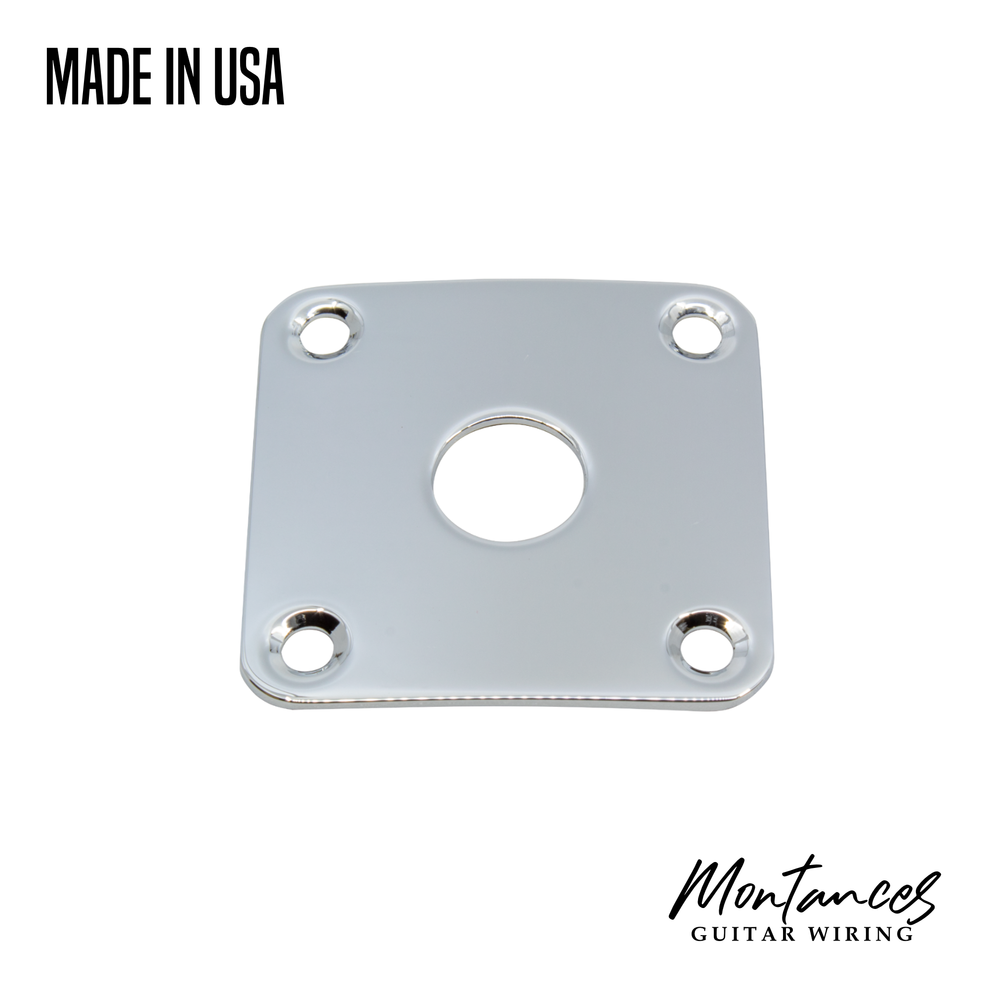 Jack Plate for Les Paul, Square Curved, Plated Brass, made in USA