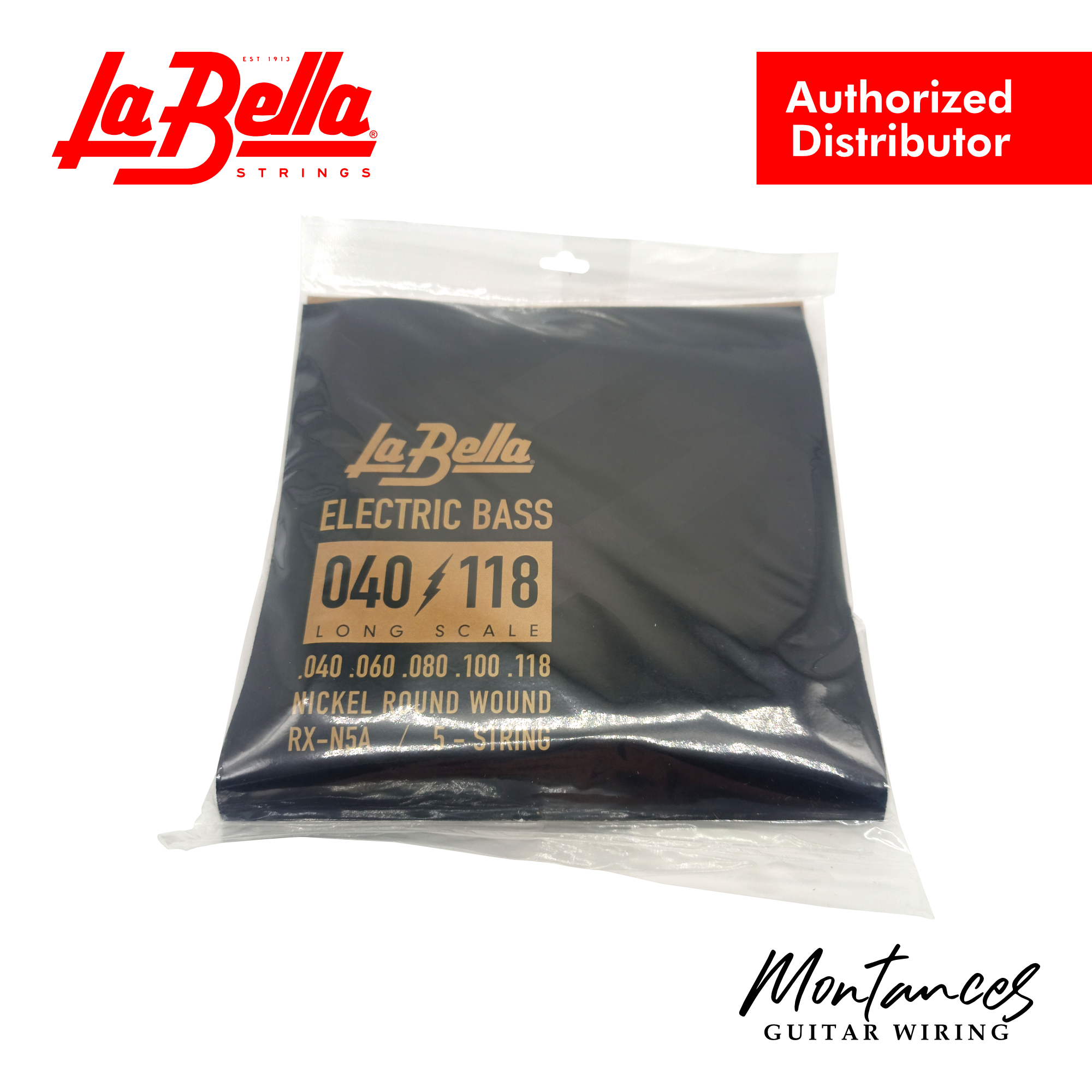 La Bella RX-N5A Rx Nickel, 40-60-80-100-118 – 5-String Bass Guitar Strings | Nickel-Plated Roundwound | Light Tension | Standard Long Scale | Made in USA
