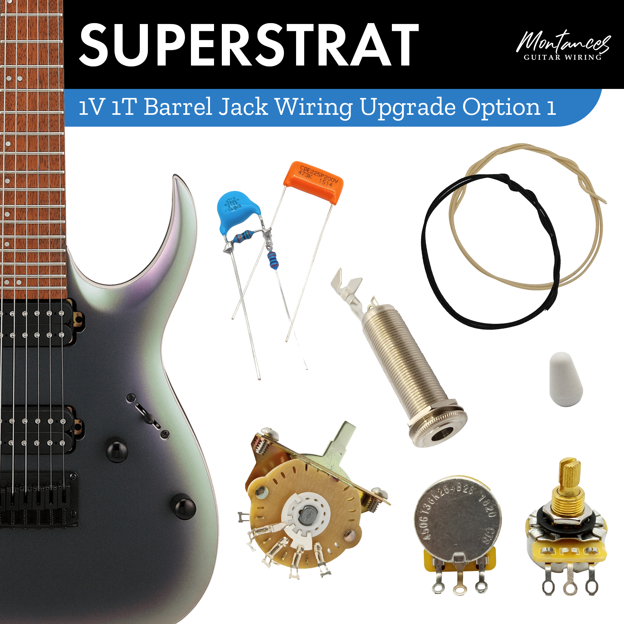 1 Volume 1 Tone Guitar Wiring Kit (US Size)