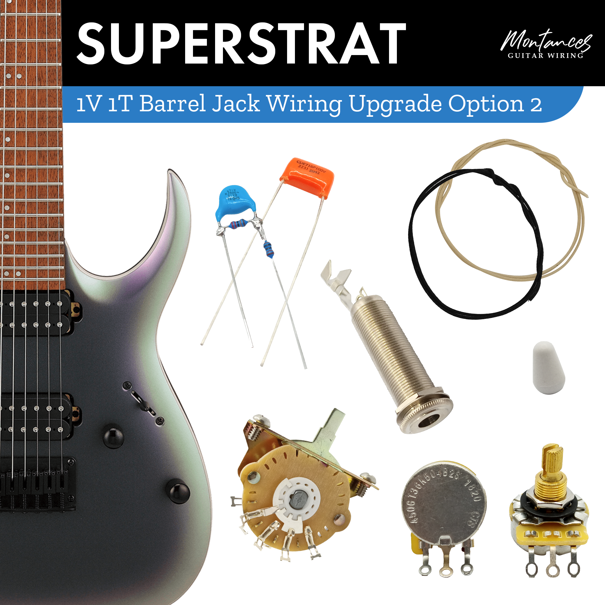 1 Volume 1 Tone Guitar Wiring Kit (US Size)