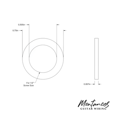 Washer - Flat, M12, Nylon, for Guitar Pedal Foot Switches