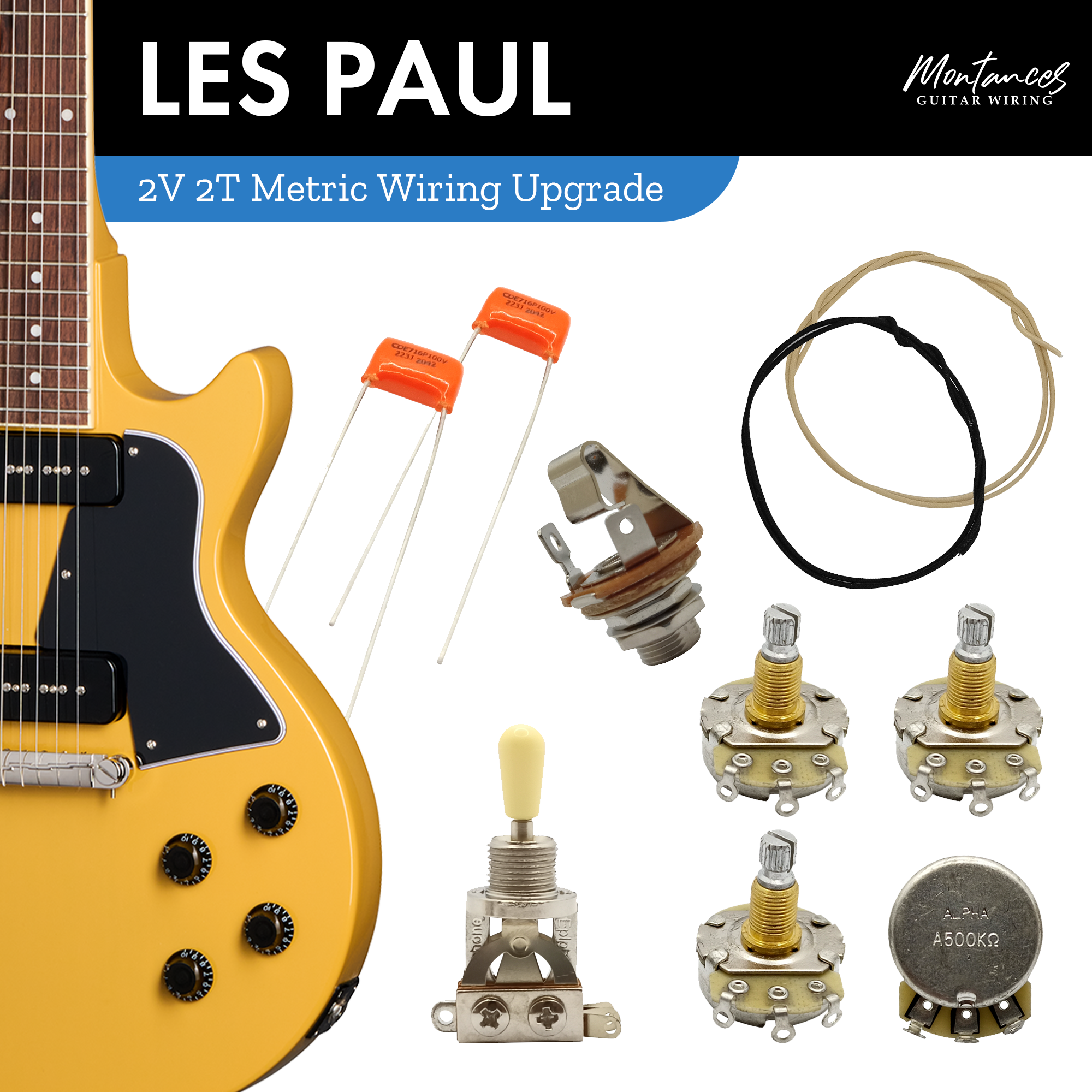 Les Paul Guitar Wiring Kit (Metric Size)