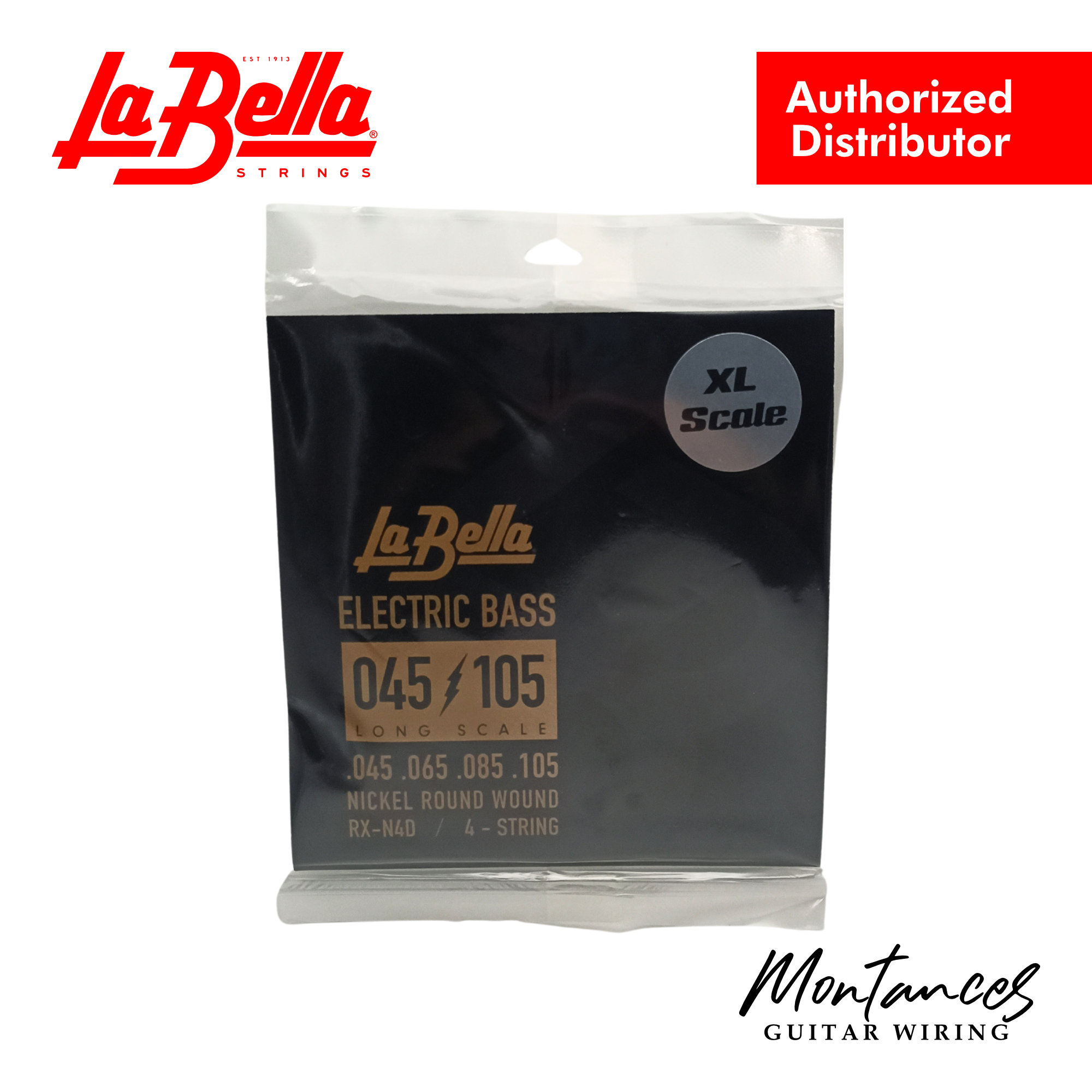 La Bella RX-N4D Rx Nickel Bass Guitar Strings – 4-String Set | Extra Long Scale | 45–105 | Round Wound | Made in USA