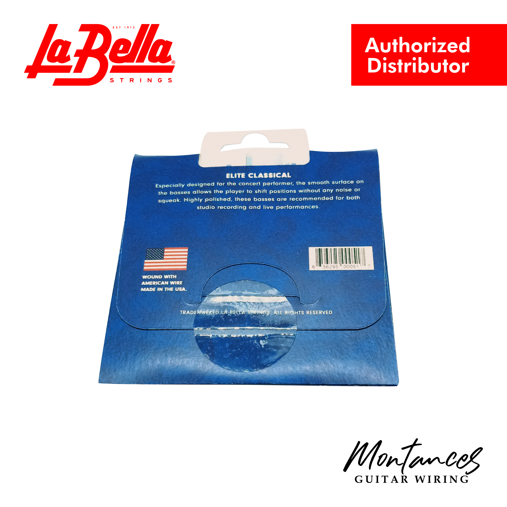 La Bella 900-B Elite - Black Nylon, Polished Golden Alloy - Classical Guitar Strings