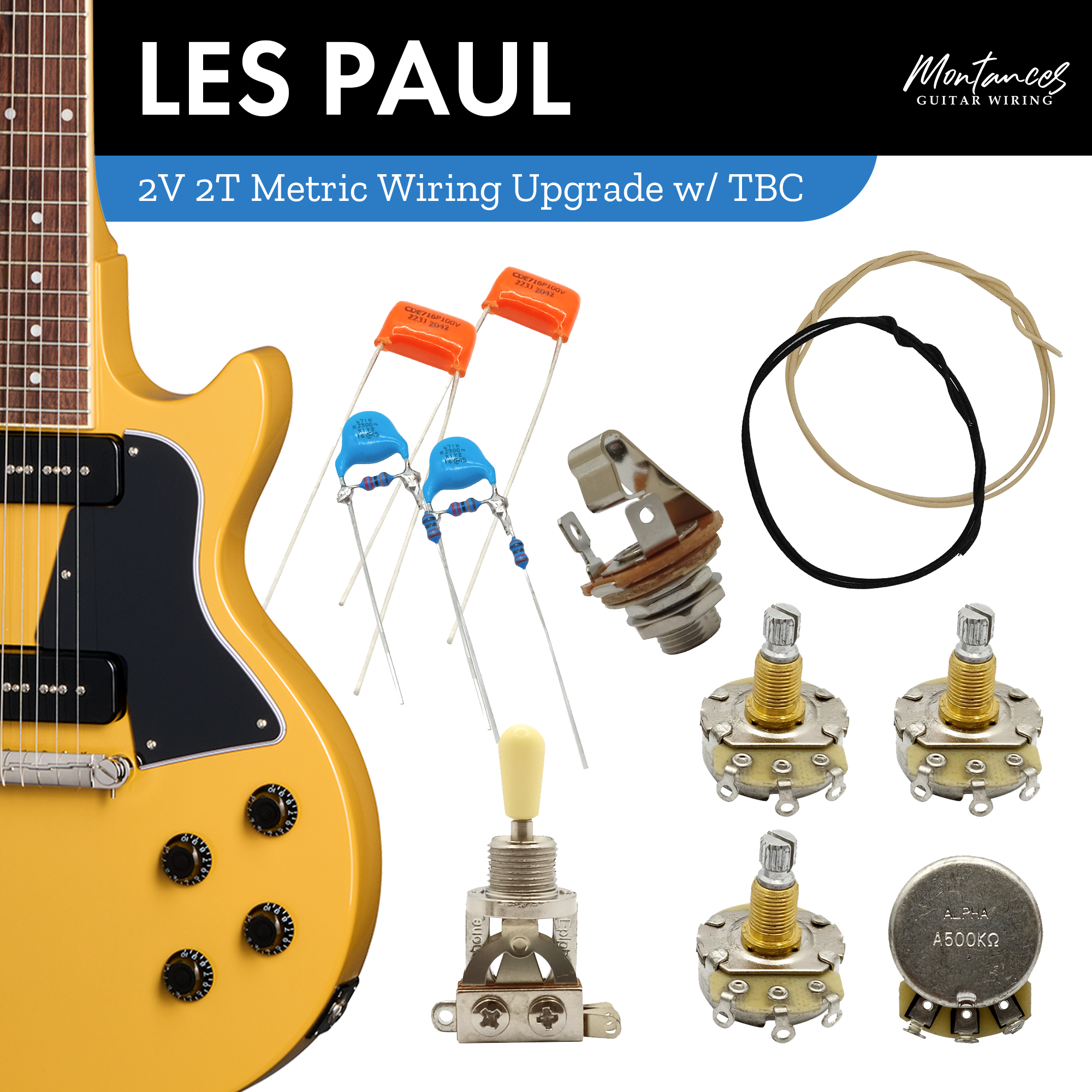 Les Paul Guitar Wiring Kit (Metric Size)