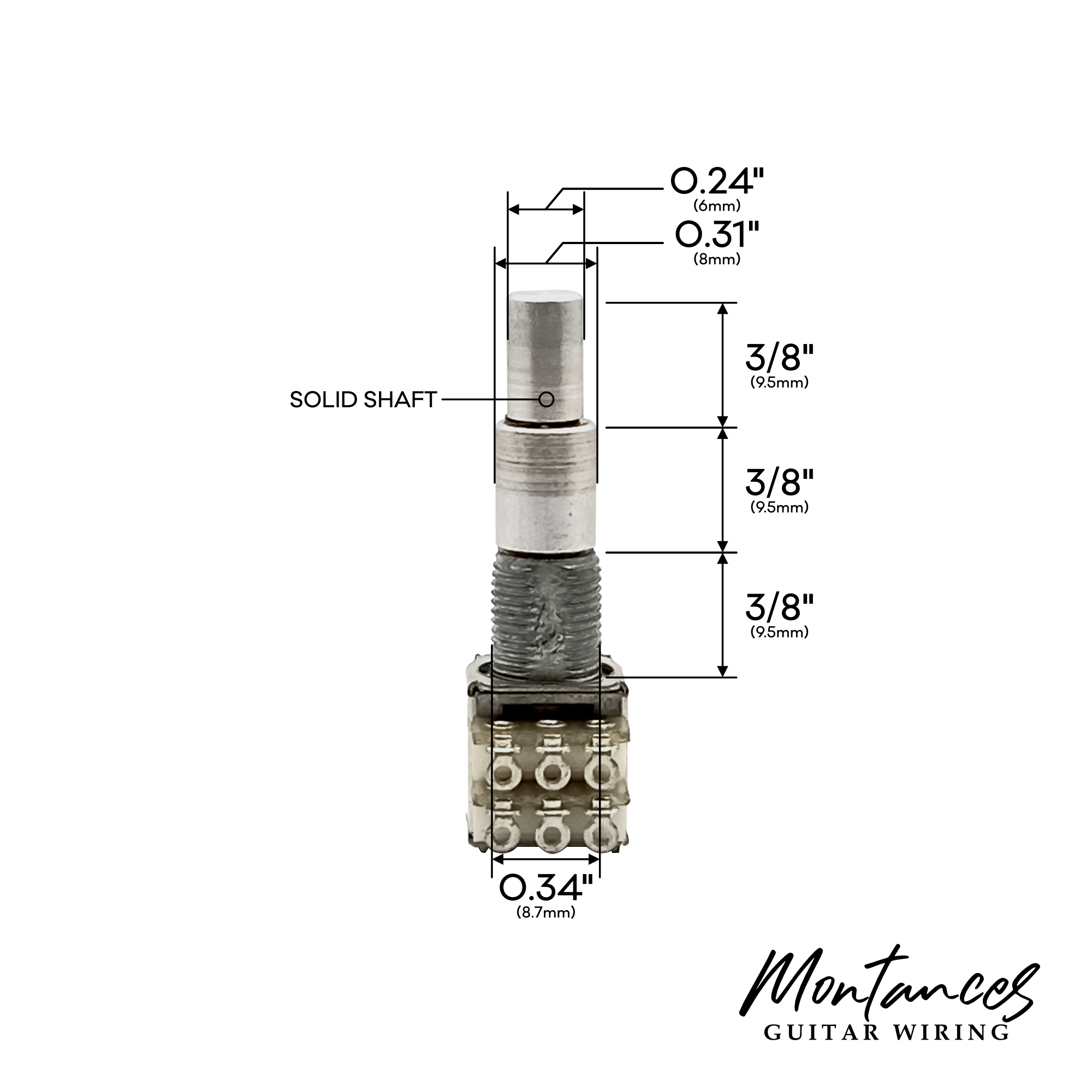 Dual Control Potentiometer Dual Stacked Concentric Pots (PC Pins)