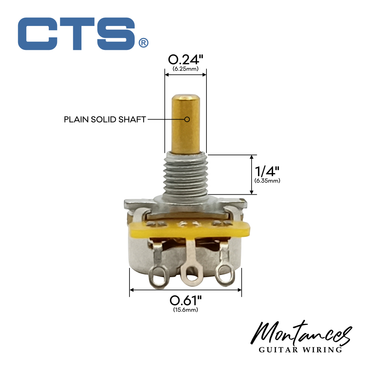 CTS® Premium US ¼” Short Length Mini-Size Potentiometer (Offset guitars)