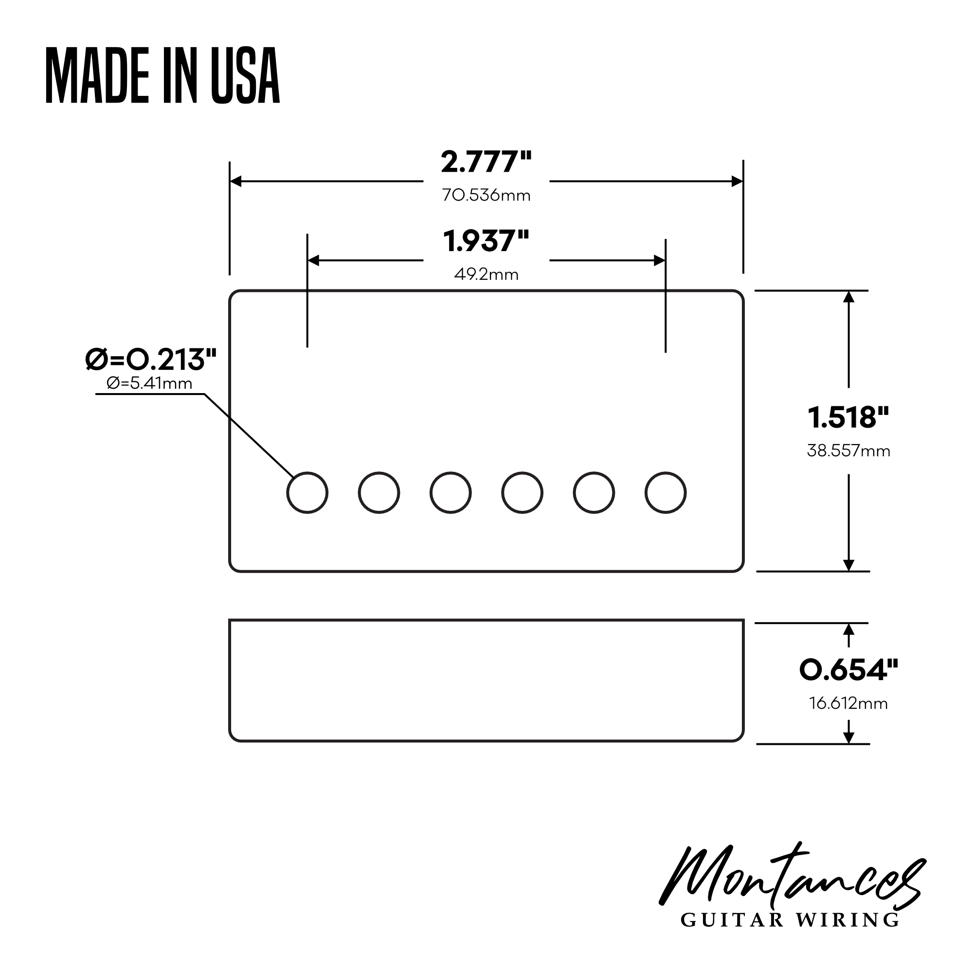 Pickup Cover - Humbucker, 50mm,52mm & 53mm, Nickel Silver, made in USA
