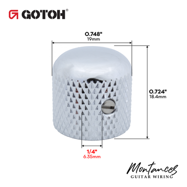 Gotoh® Metal Knobs for 6.35mm (1/4") Solid Shaft Pots