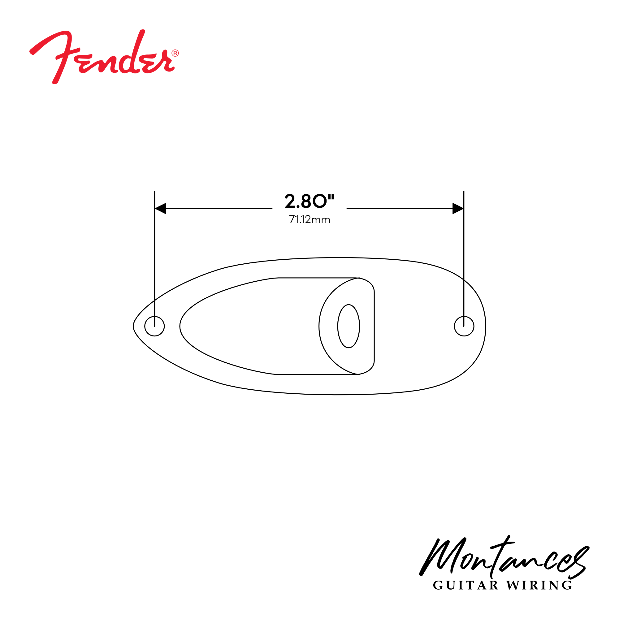 Jack Plate for Fender® Stratocaster, Chrome