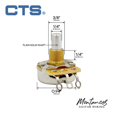 CTS® Premium US ¼” Short Length Full-Size Potentiometer (Solid Shaft)