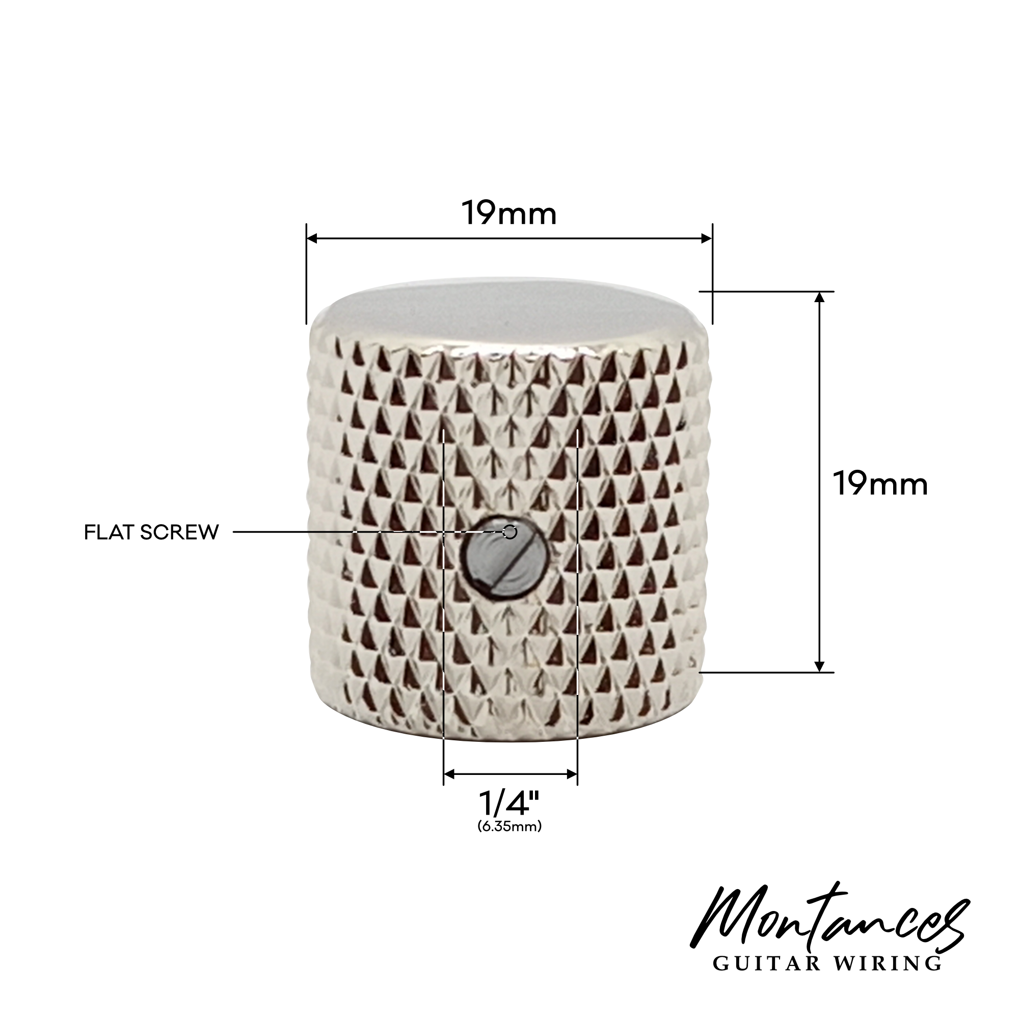 Metal Knobs Flat Top for 6.35mm Solid Shaft