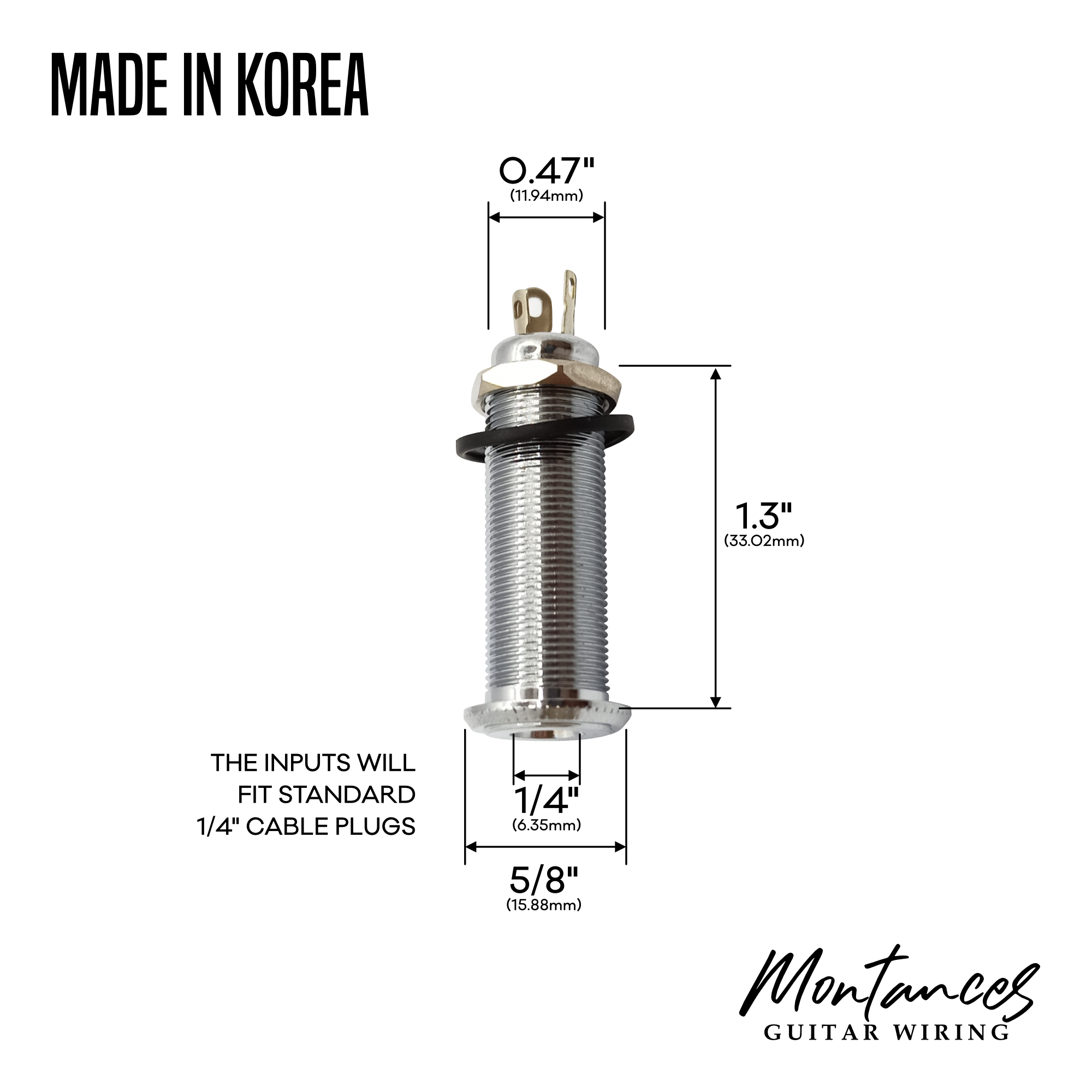 Guitar Output Jack Barrel Type (Stereo and Mono)