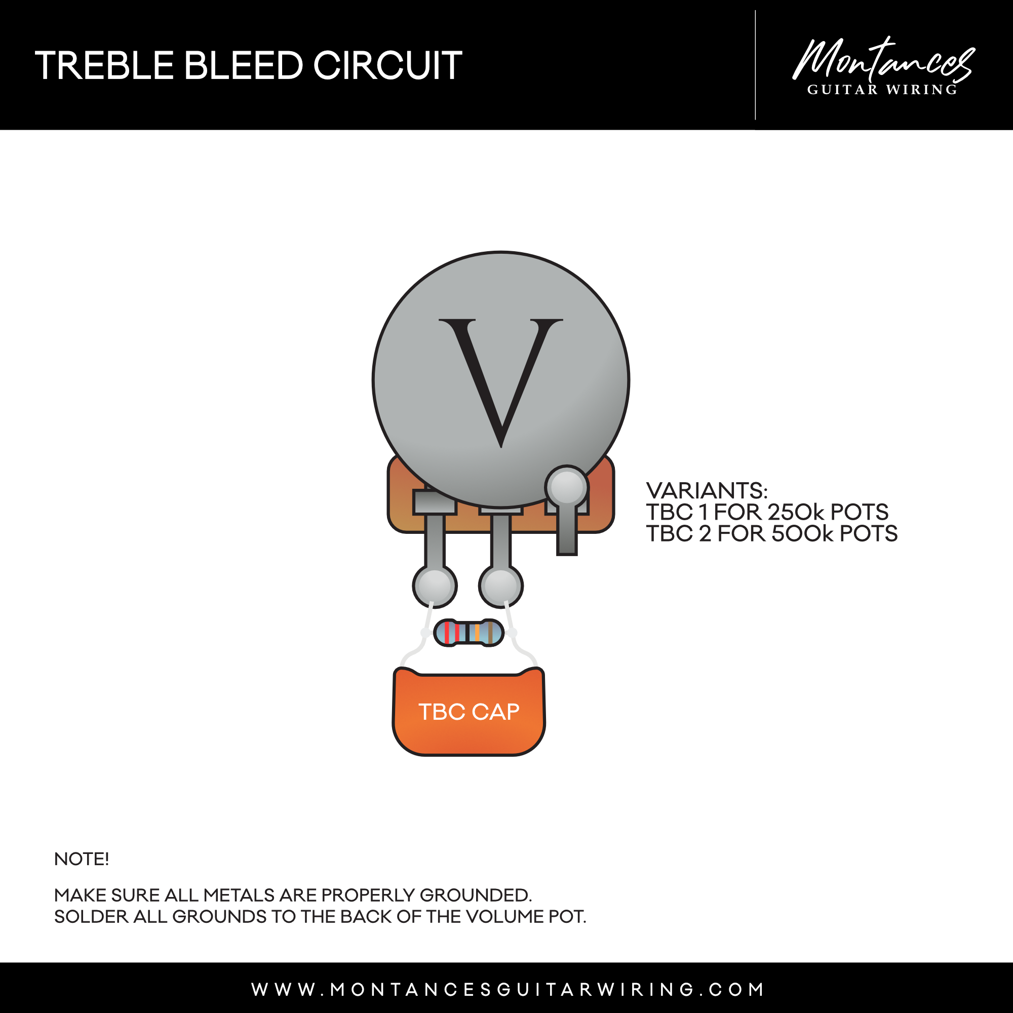 Treble Bleed Circuit – Hand-Soldered Mod by Montances | For Audio & Linear Pots (A250k, A500k, B250k, B500k)