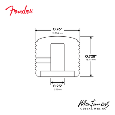Knob for Fender® Telecaster  Precision Bass Barrel type, with set screw, Chrome (2pcs)