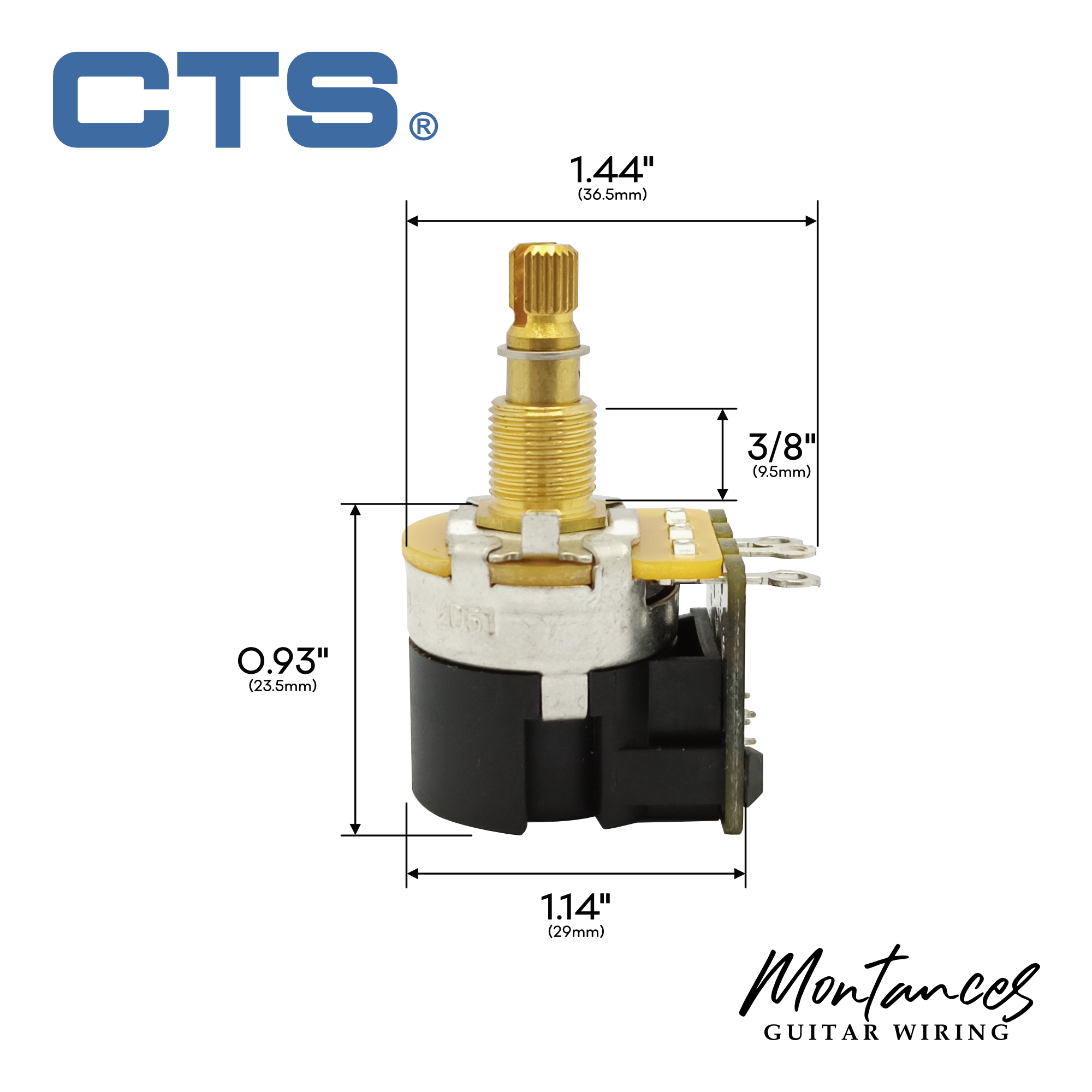 CTS® Push Pull US ⅜” Standard Length Full-Size Potentiometer