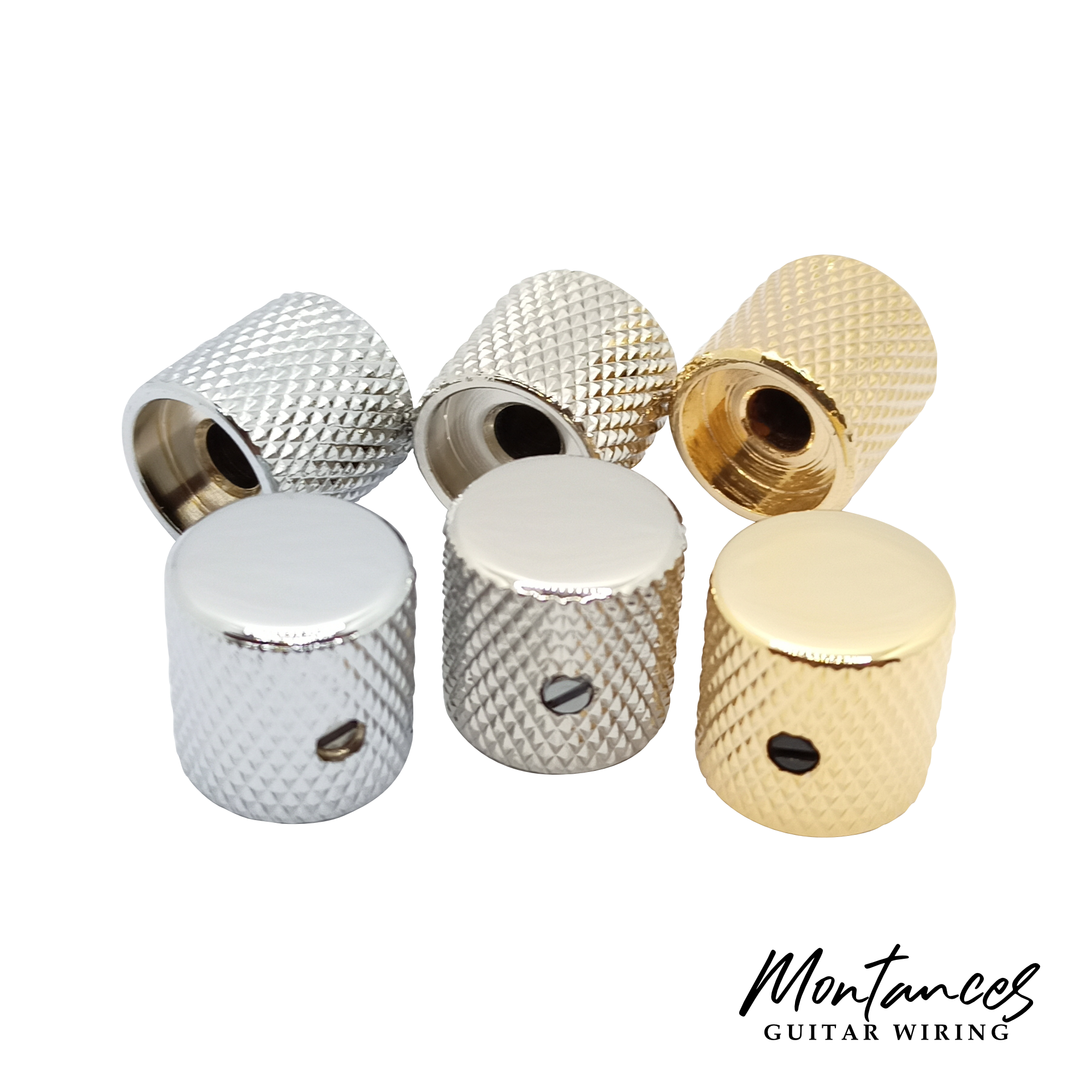 Metal Knobs Flat Top for 6.35mm Solid Shaft