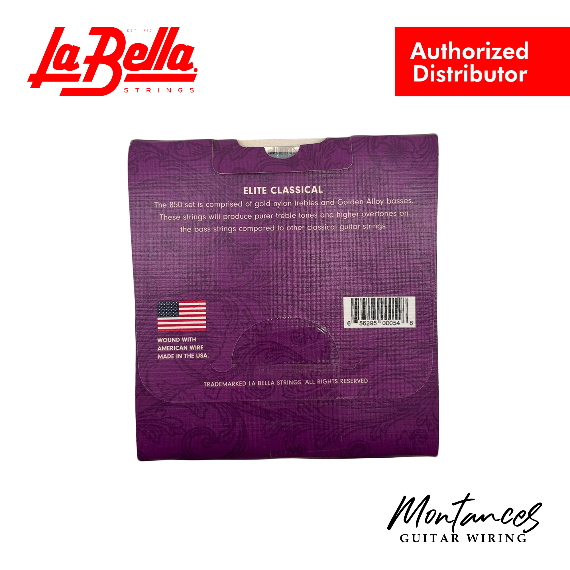 La Bella 850 Elite - Gold Nylon, Golden Alloy - Classical Guitar Strings