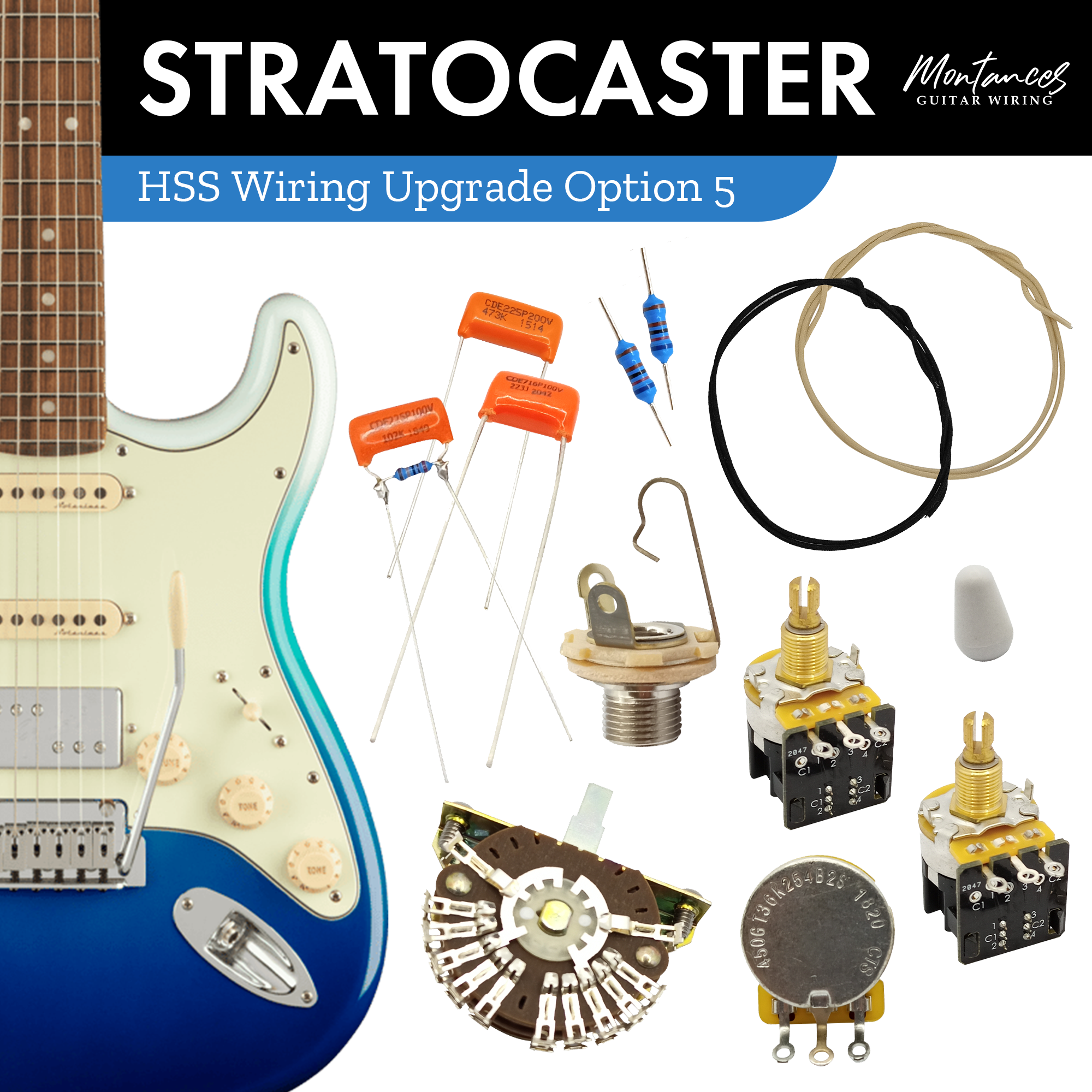 Strat Guitar Wiring Kit HSS US Parts