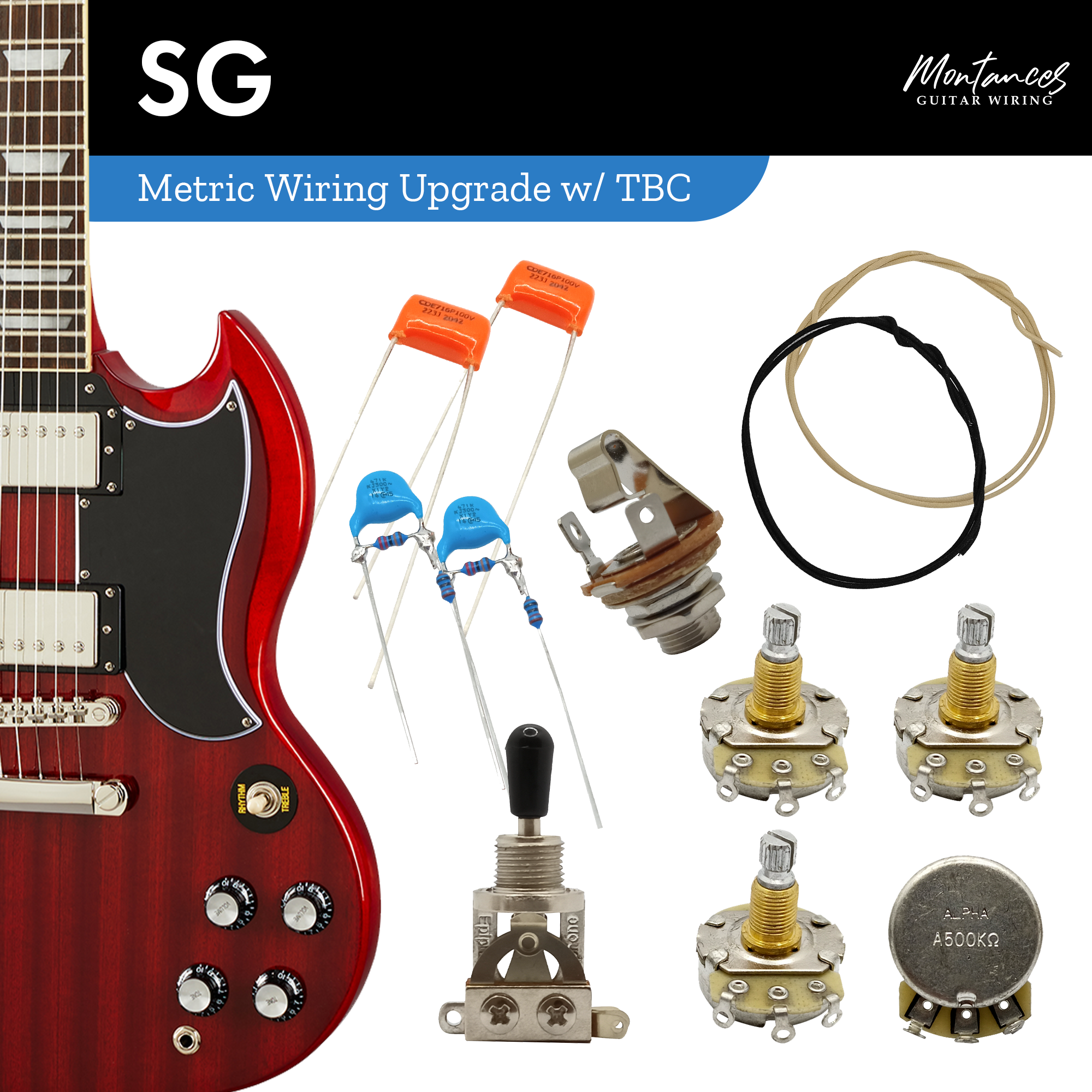 SG Style Guitar Wiring Kit (Metric Size)