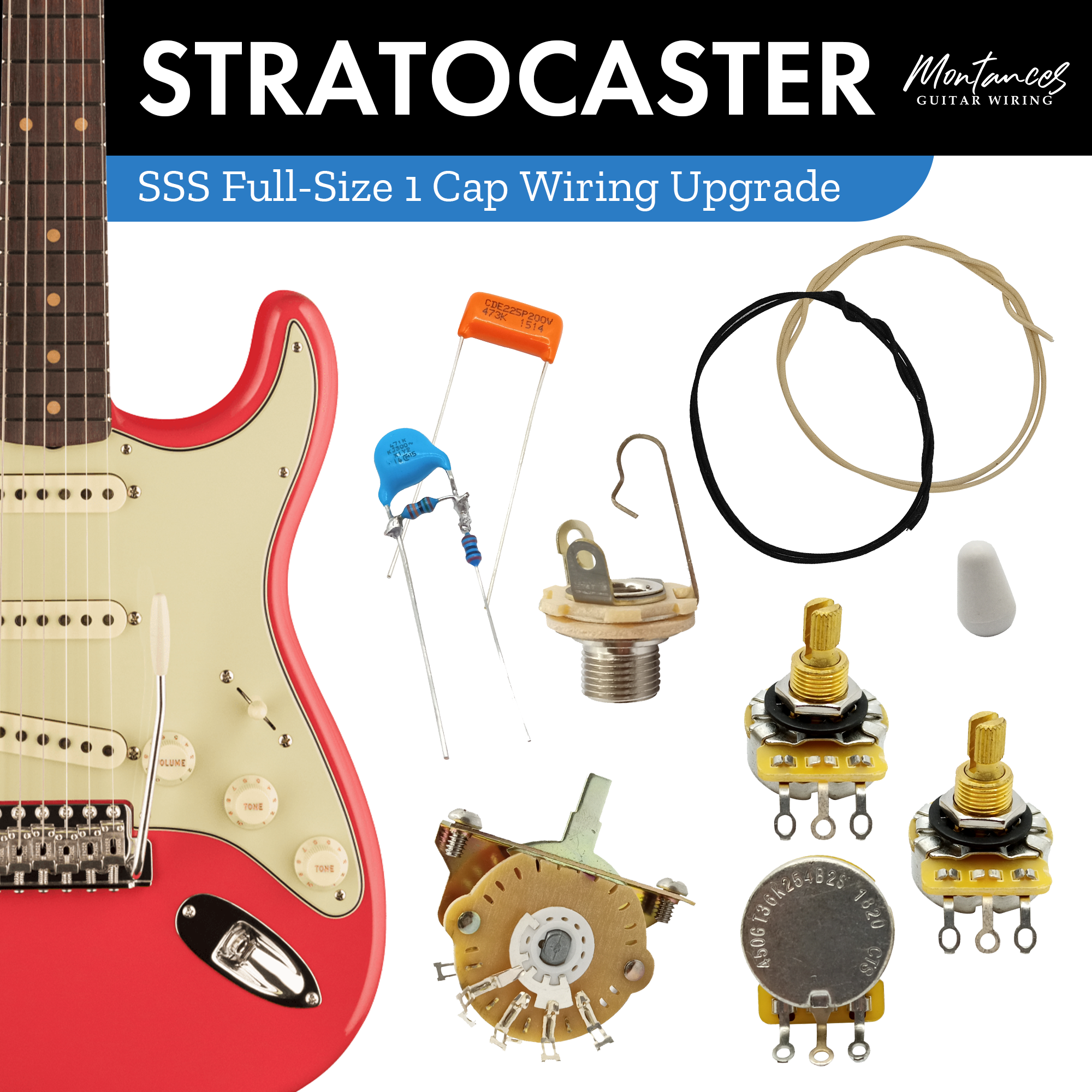 Strat Guitar Wiring Kit SSS US parts