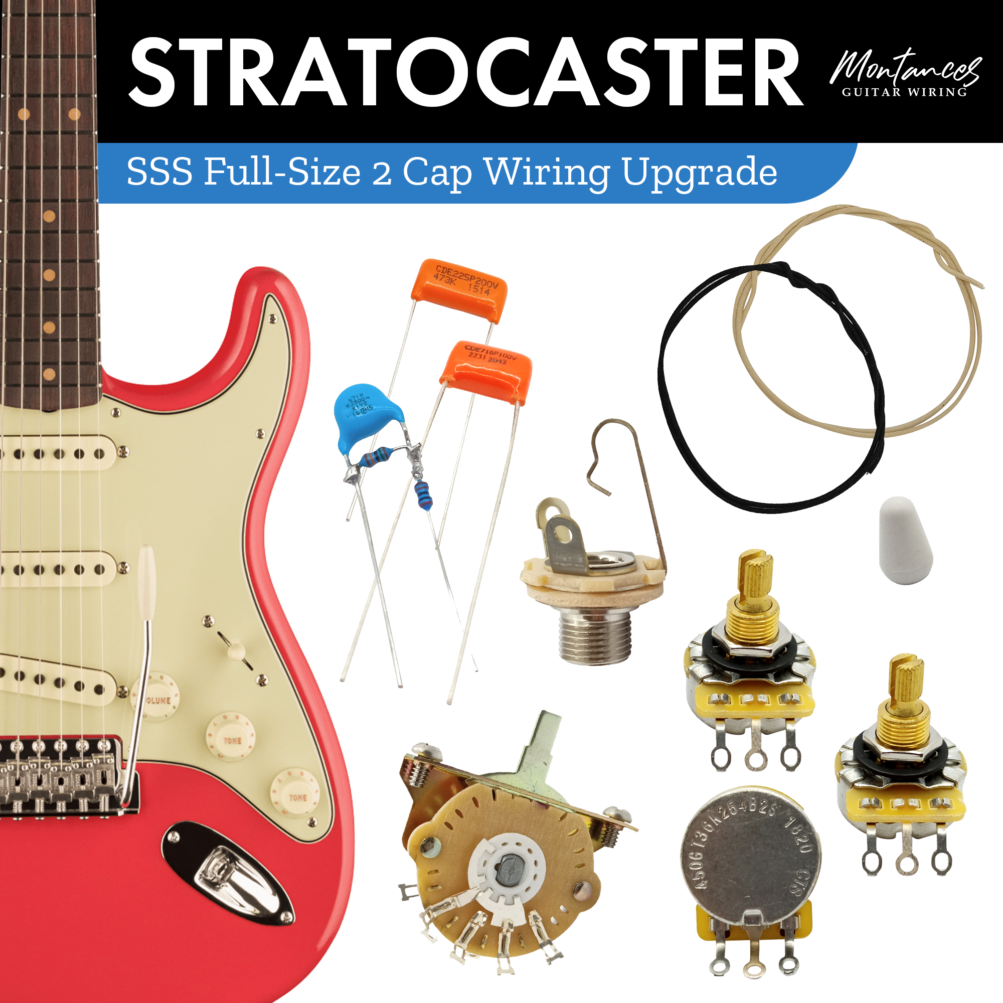 Strat Guitar Wiring Kit SSS US parts