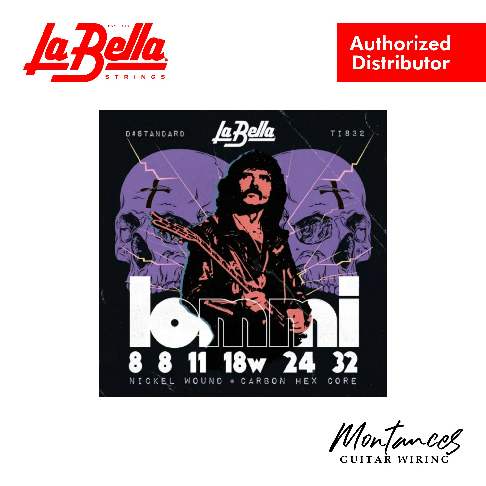 La Bella Tony Iommi Signature Electric Guitar Strings | D# Tuning 8-32 | C# Tuning 9-42 | Made in USA