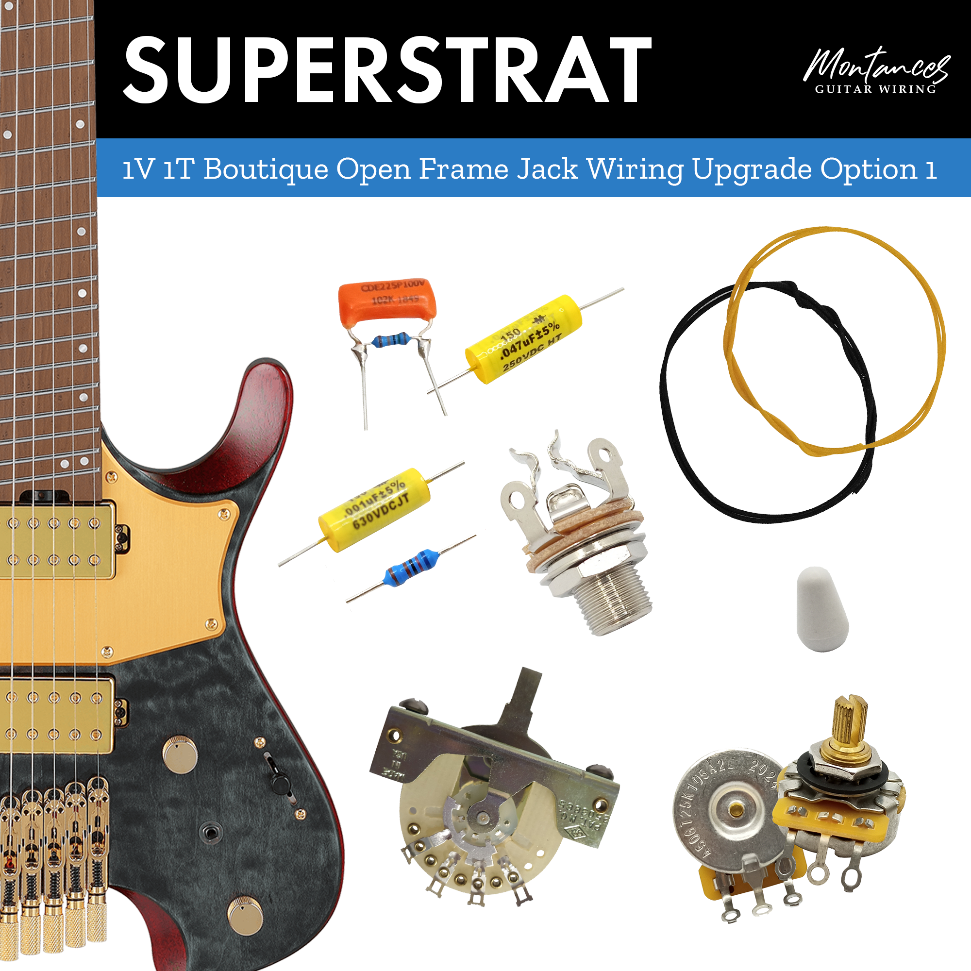 1 Volume 1 Tone Guitar Wiring Kit (Boutique Set)