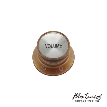 Top Hat Knob, Gold With Silver Cap, Gibson Style Metric, 18 Splines, Sold Per Piece