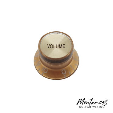 Top Hat Knob, Gold With Gold Cap, Gibson Style Metric, 18 Splines, Sold Per Piece