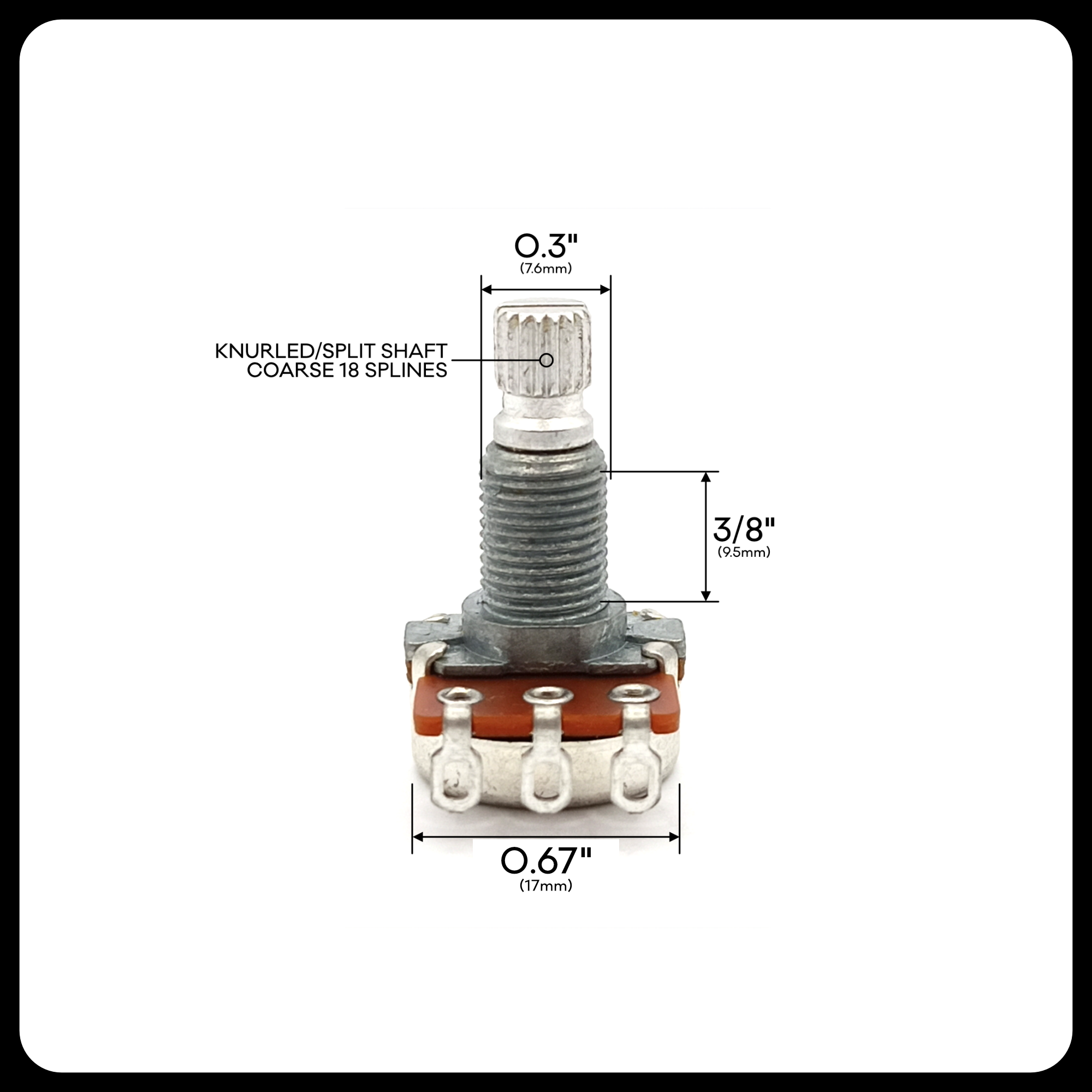Alpha® Metric ⅜” Standard Length Potentiometer with Center Click (Split Shaft)