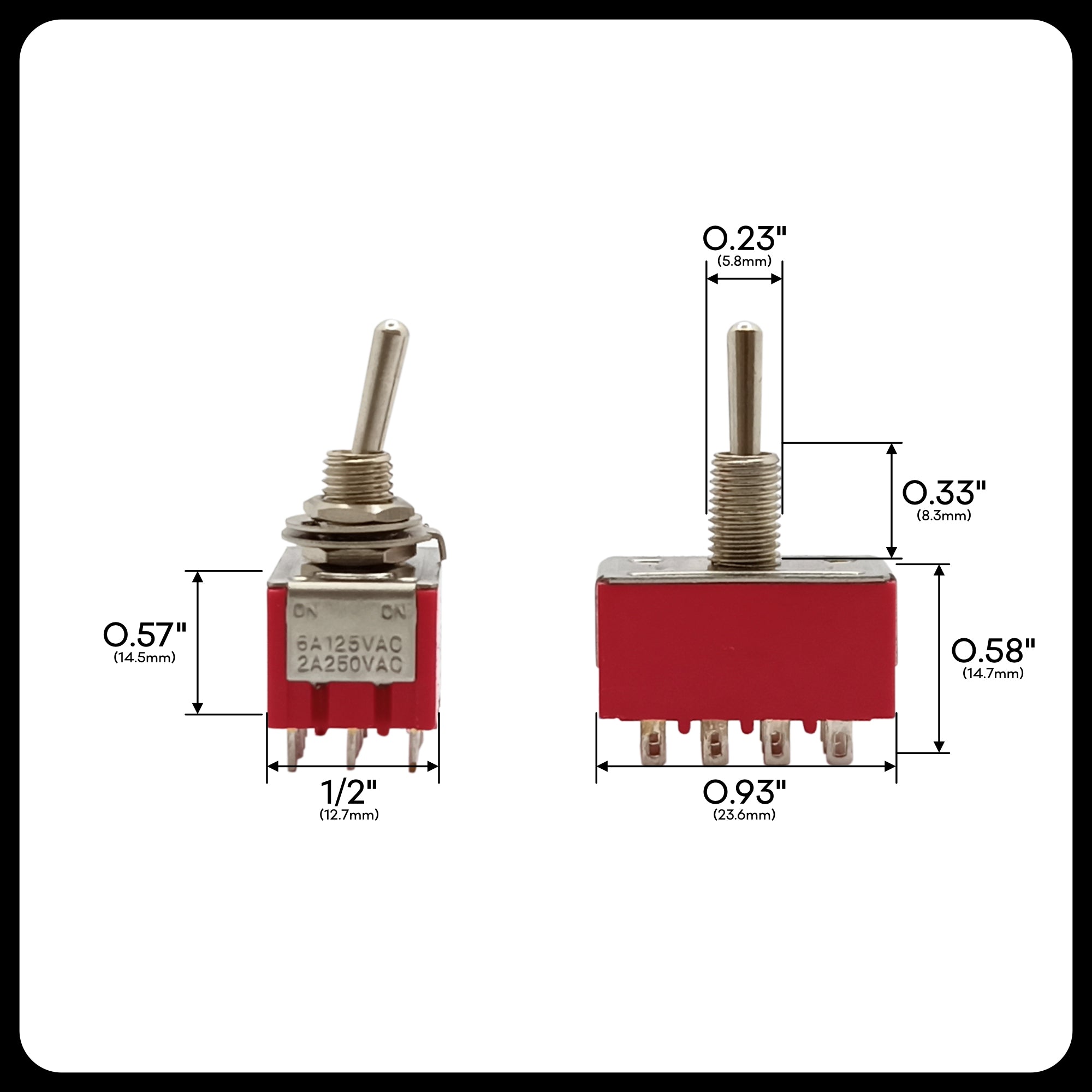 Mini Toggle Switch DPDT 4PDT