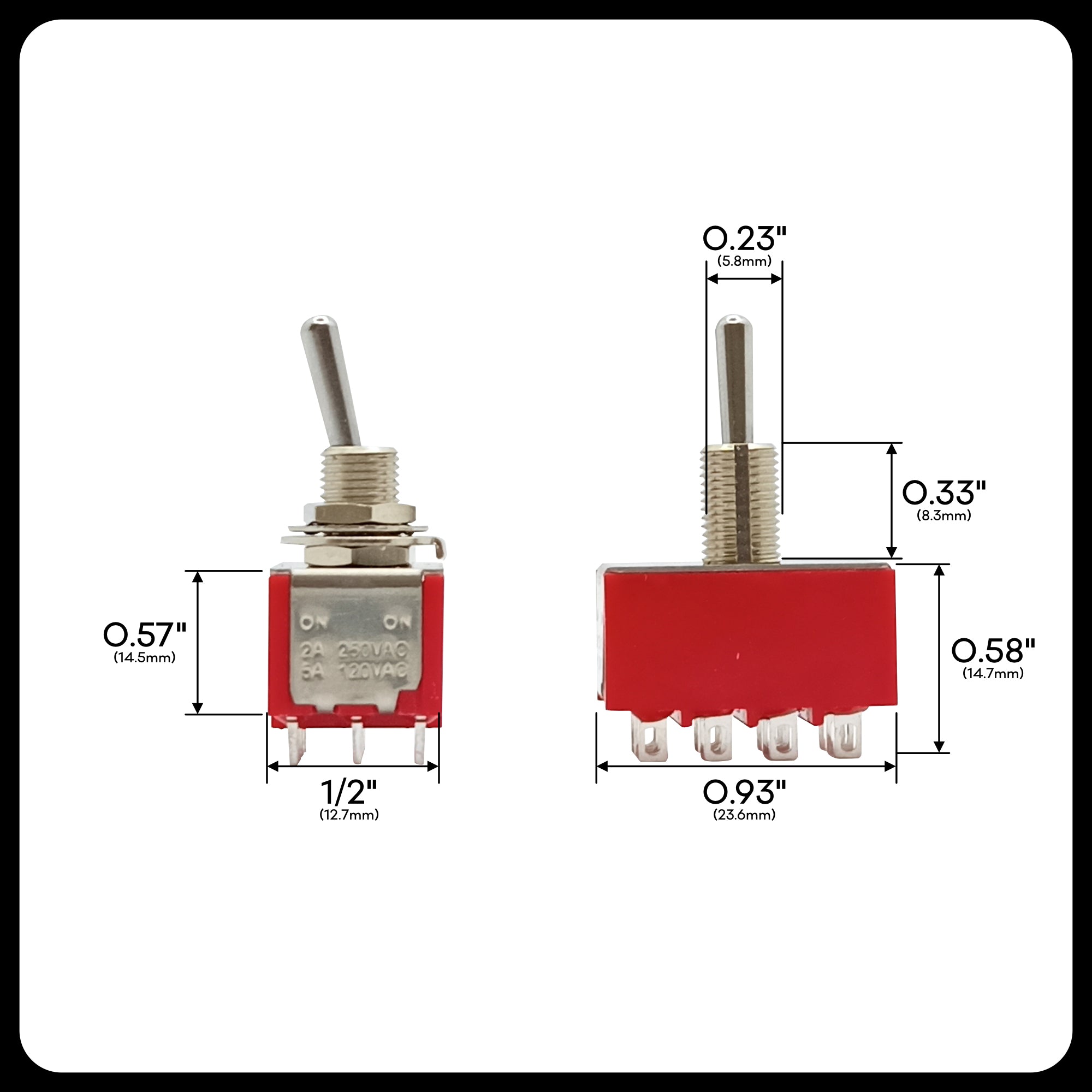 Mini Toggle Switch DPDT 4PDT