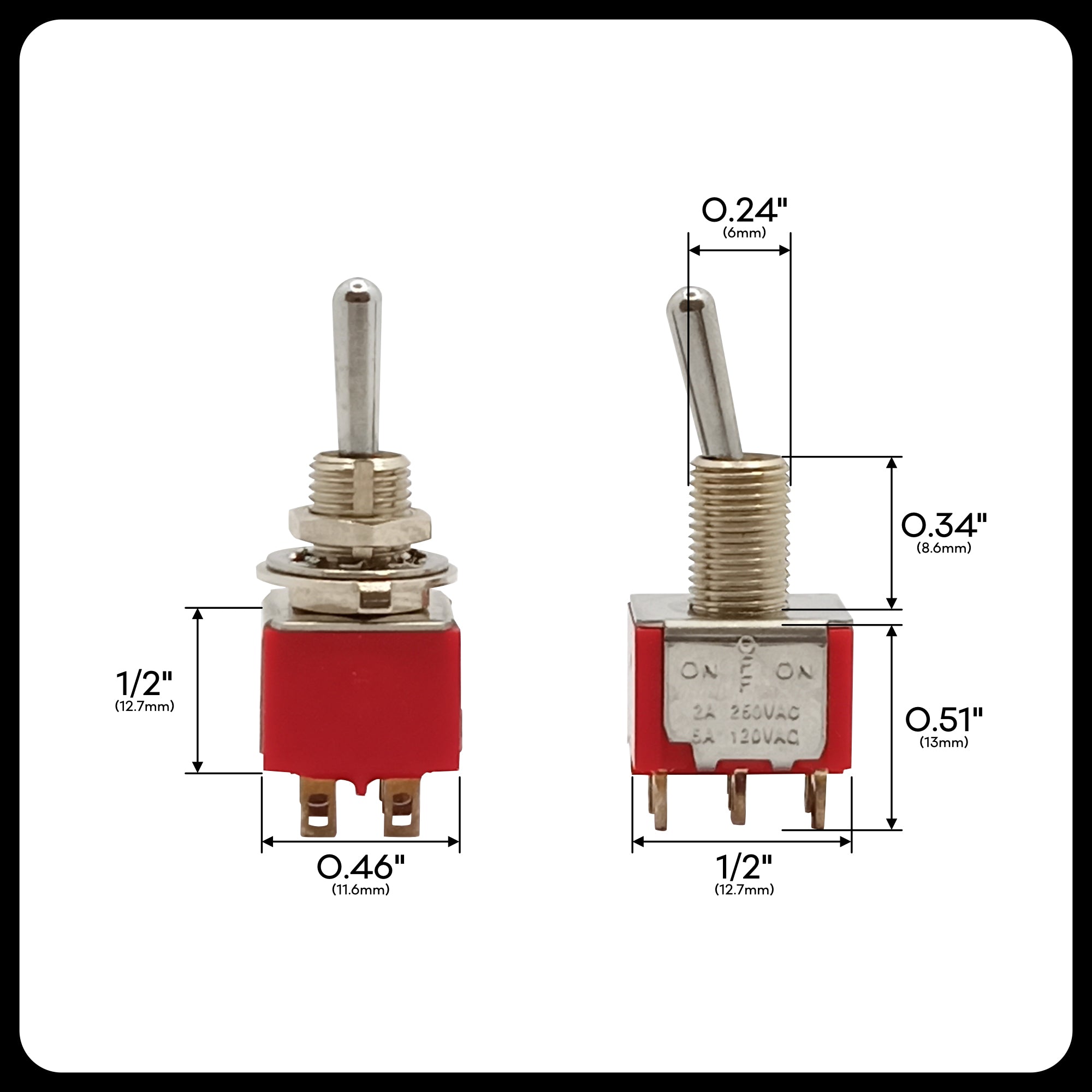 Mini Toggle Switch DPDT 4PDT
