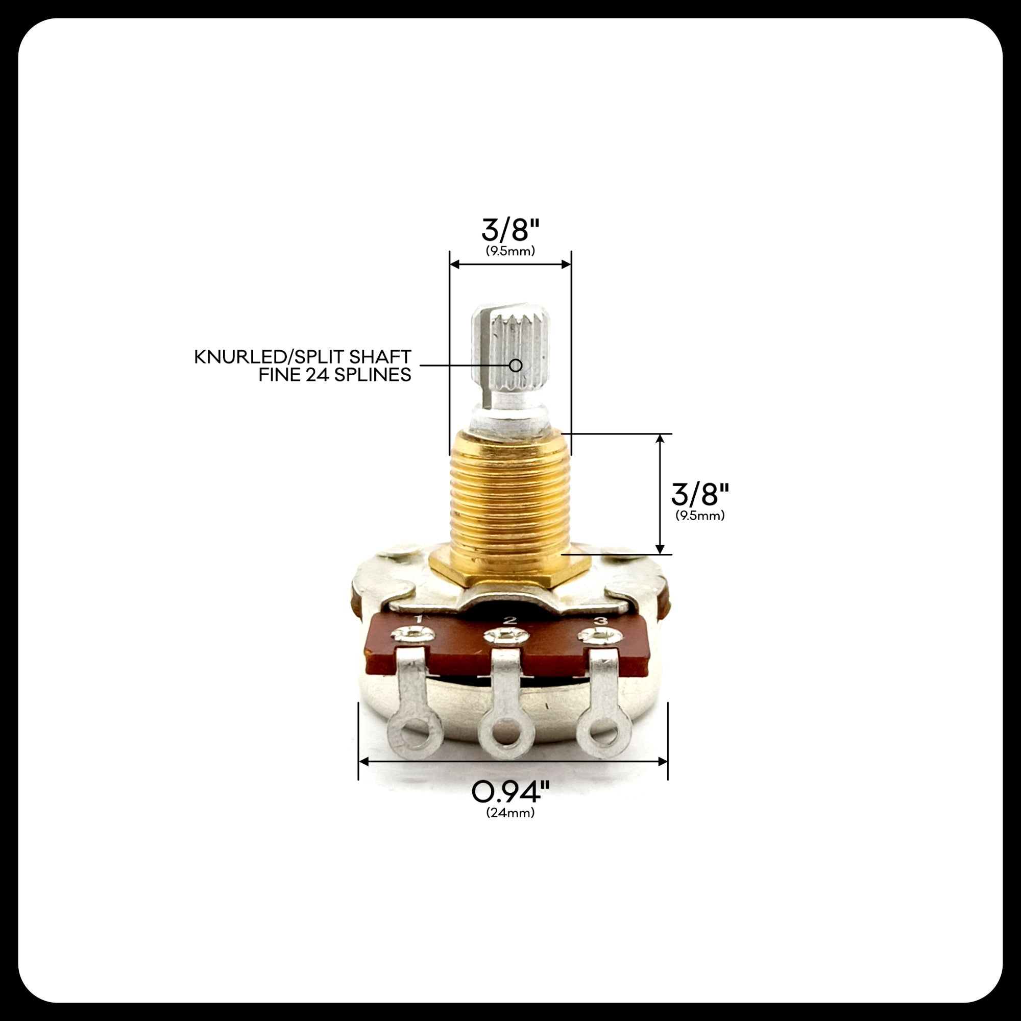 Bourns® Sean Silas Signature US ⅜” Standard Length Potentiometer A500k