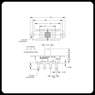 Switchcraft® Slide Switch for Mustang®, Duosonic®, Jazzmaster®, Jaguar® guitars and Brian May Wiring
