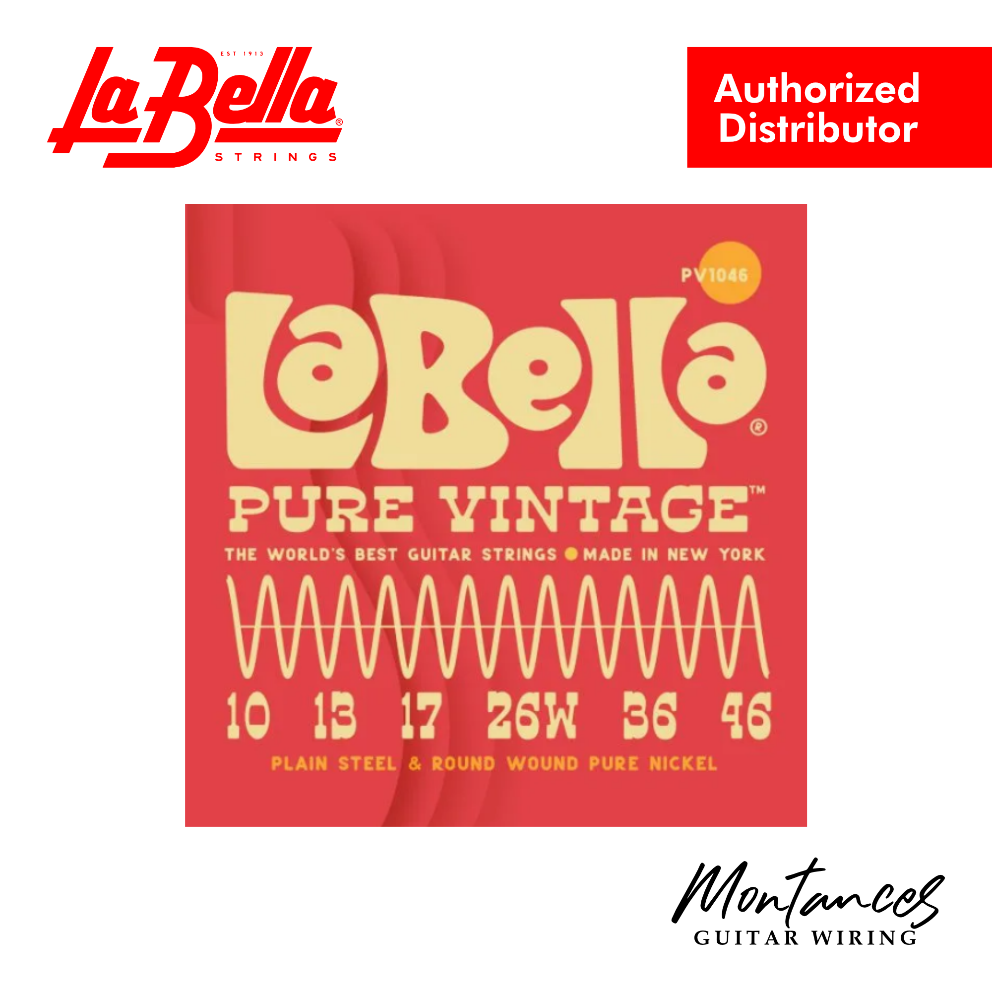 La Bella Pure Vintage Electric Guitar Strings	| Pure Vintage 9-42 Light | Pure Vintage 10-46 Regular | Pure Vintage 11-50 Blues Light | Made in USA