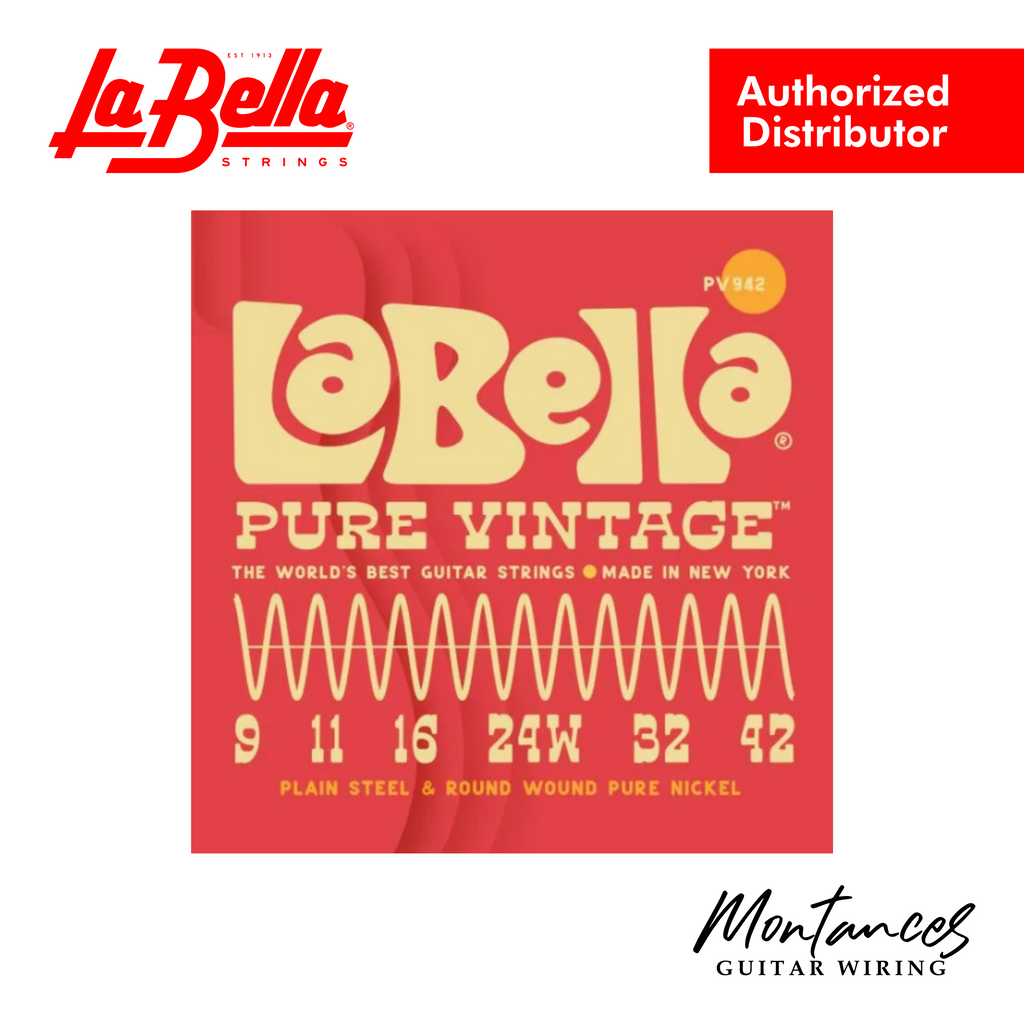 La Bella Pure Vintage | Pure Nickel Roundwound | 9-42 to 11-50 | Electric Guitar String Set