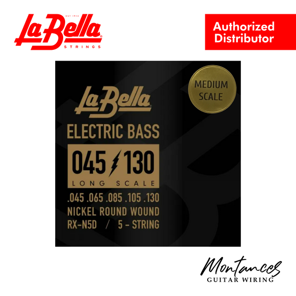 La Bella RX-N5D Rx Nickel Bass Guitar Strings – 5-String Set | Medium Scale | 45–130 | Round Wound | Made in USA