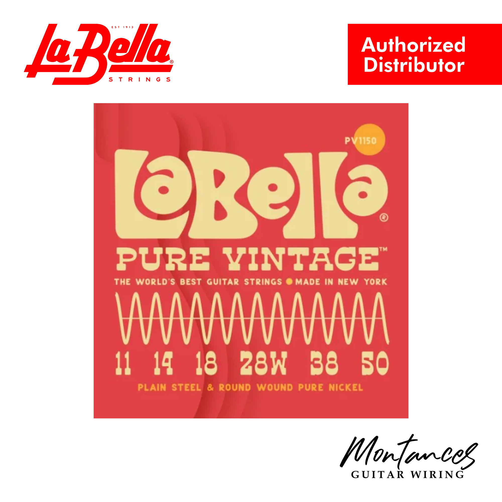 La Bella Pure Vintage | Pure Nickel Roundwound | 9-42 to 11-50 | Electric Guitar String Set