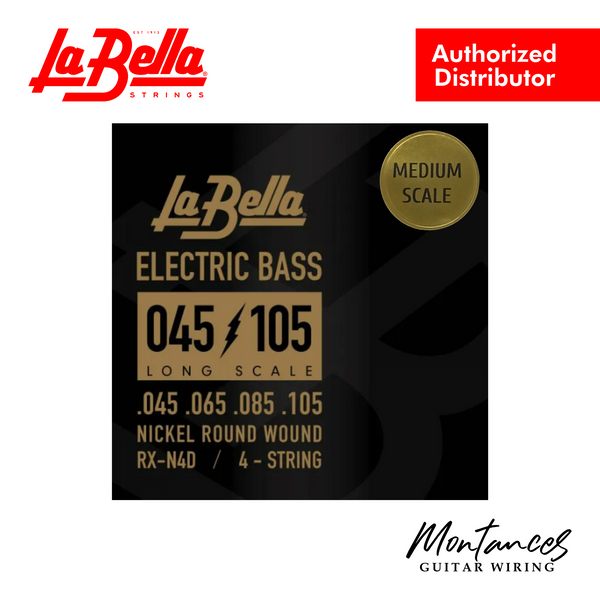 La Bella RX-N4D Rx Nickel Bass Guitar Strings – 4-String Set | Medium Scale | 45–105 | Round Wound | Made in USA