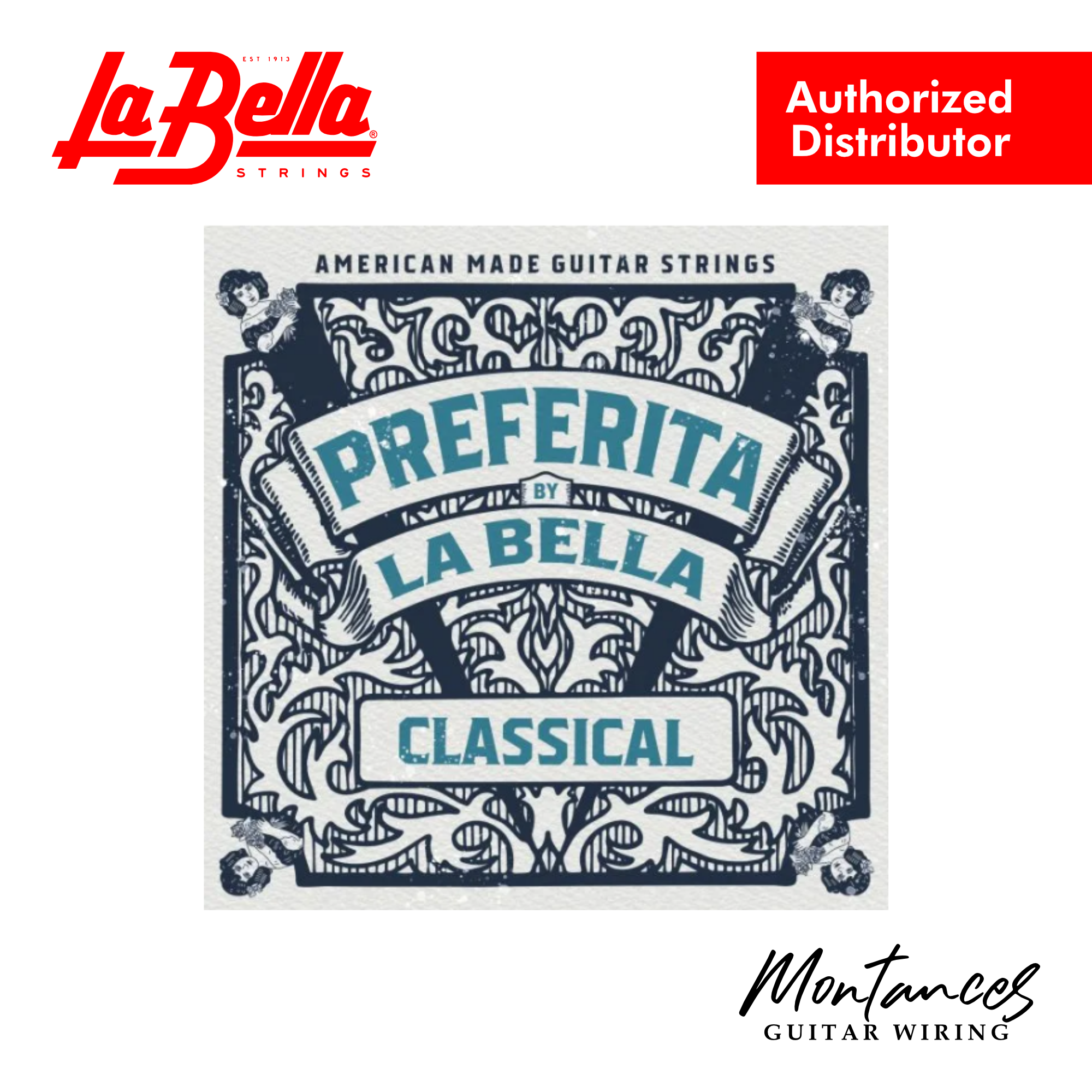 La Bella 1P Preferita® | Nickel-Silver Basses | Medium Tension | Classical Guitar Strings